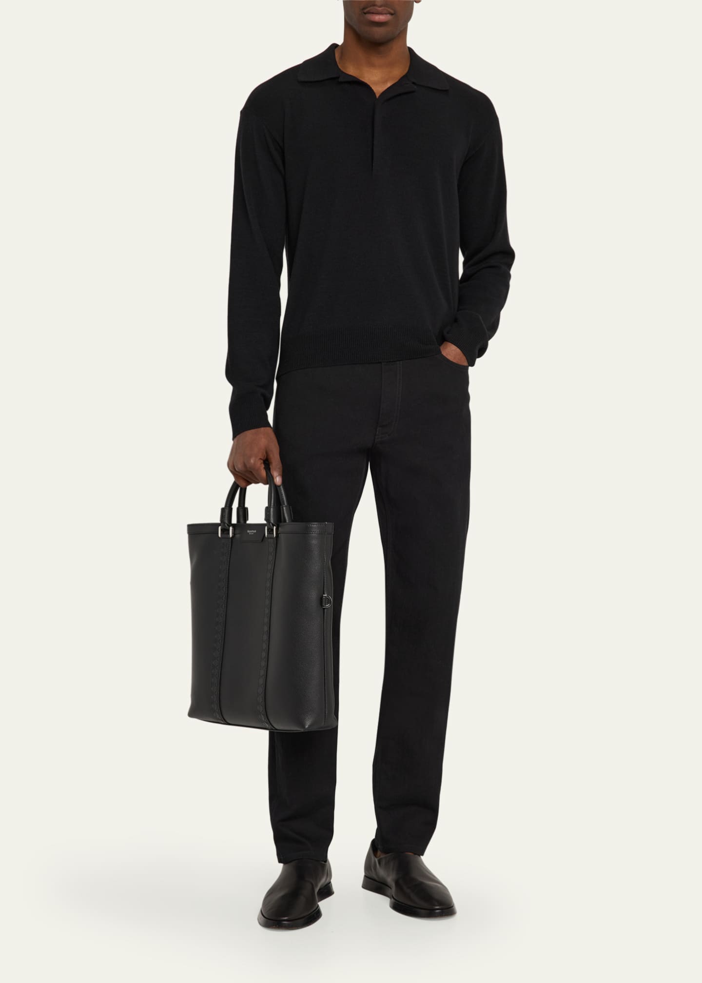 Serapian Men's Cachemire Leather Foldable Tote Bag Image 5 of 6