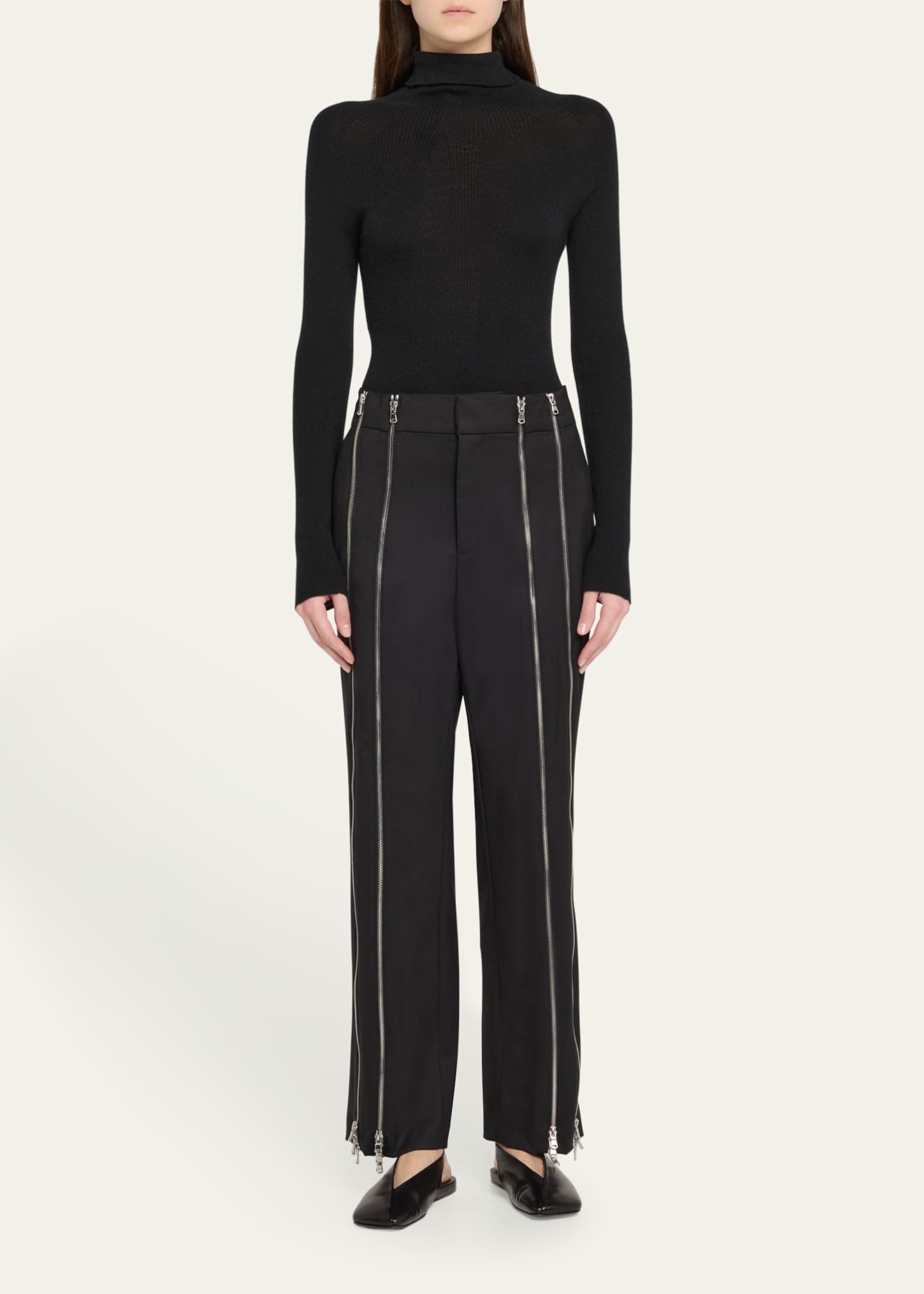 Monse Zippered Tailored Wool Trousers Image 2 of 5