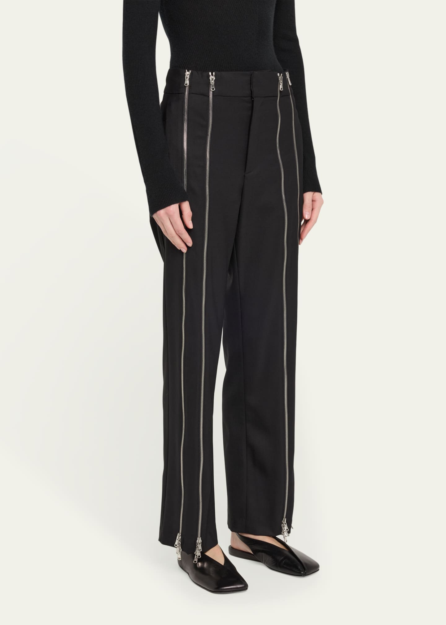 Monse Zippered Tailored Wool Trousers Image 4 of 5