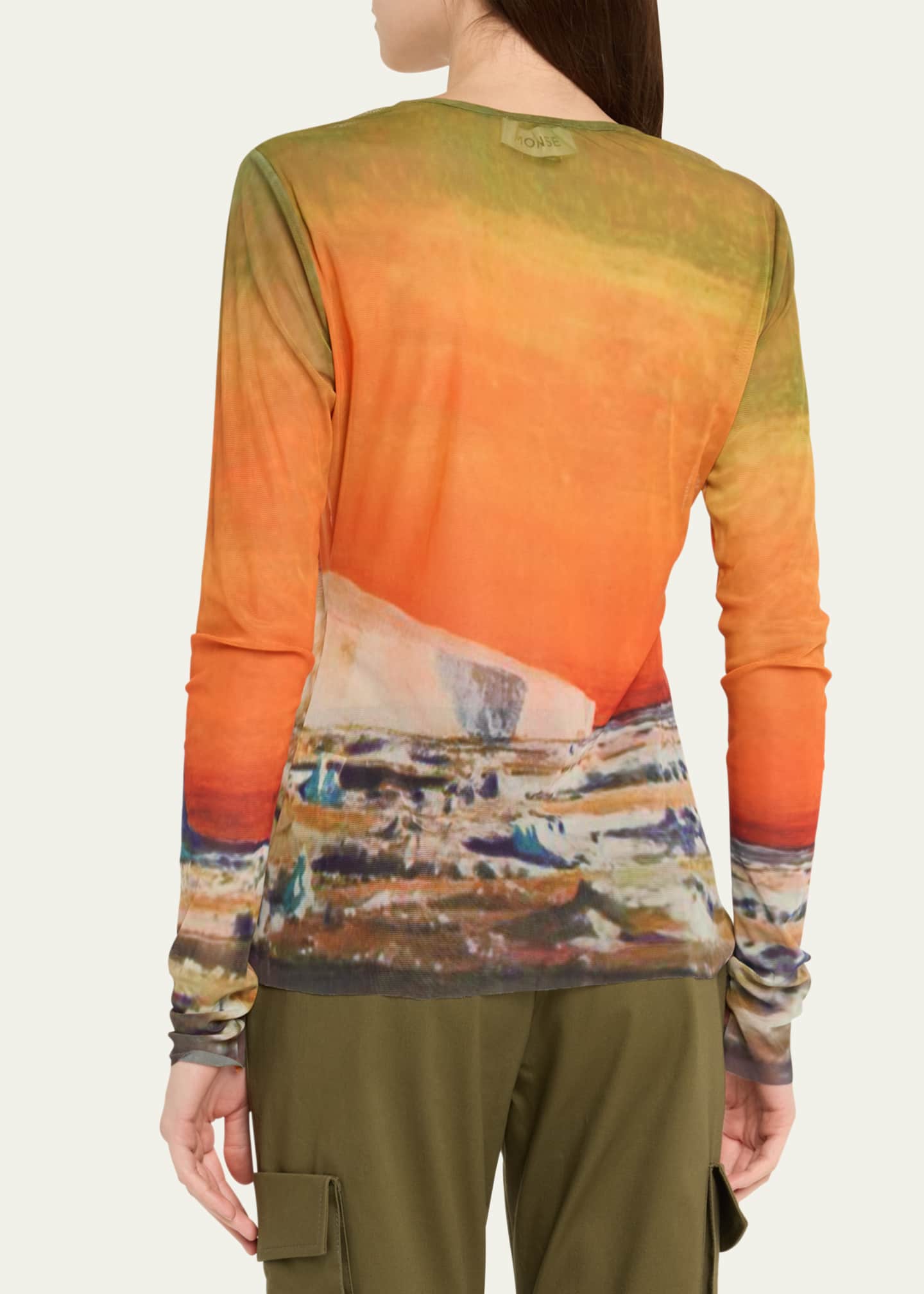 Monse Ombre Print Mesh Long Sleeve Top Image 3 of 5
