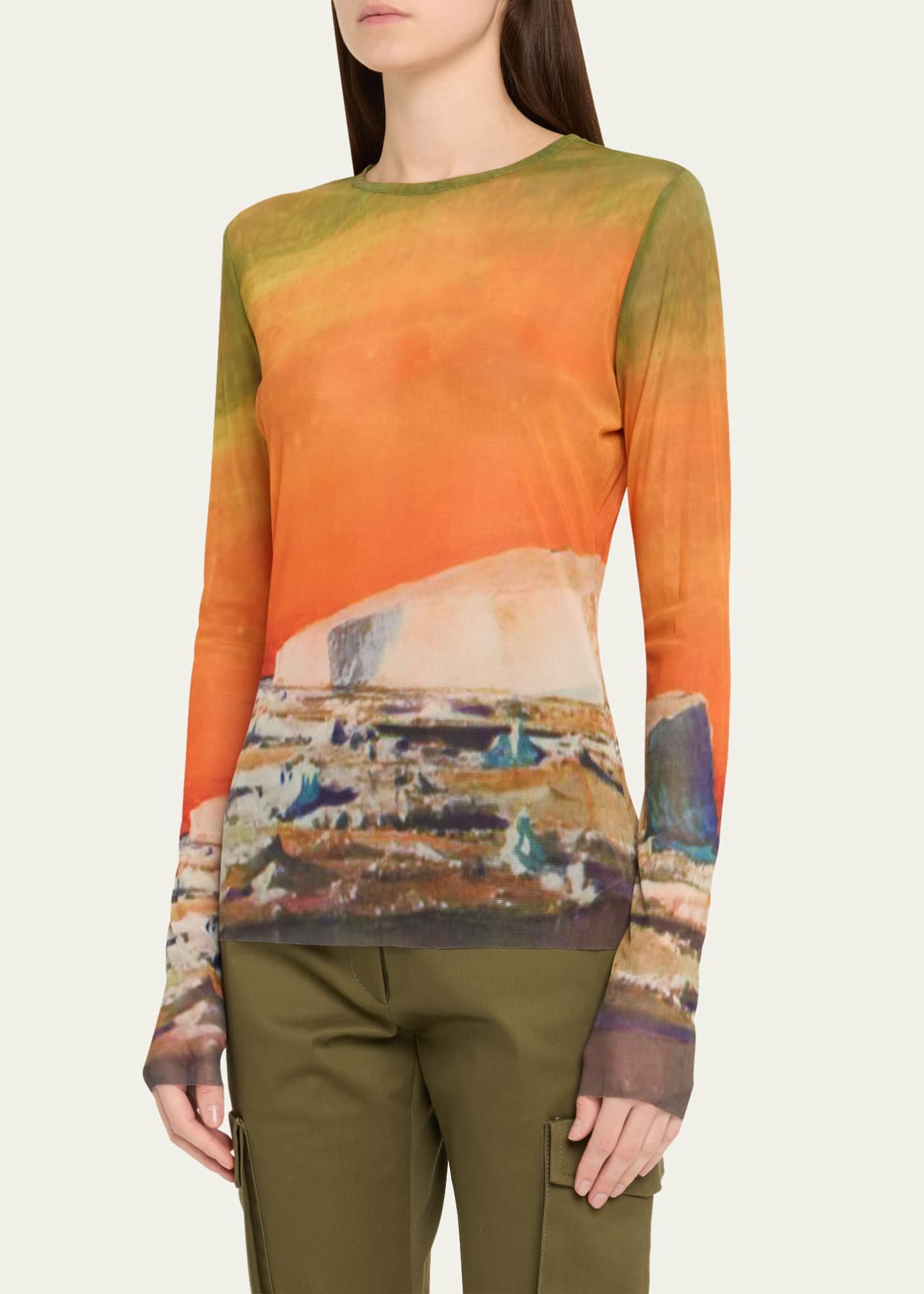 Monse Ombre Print Mesh Long Sleeve Top Image 4 of 5
