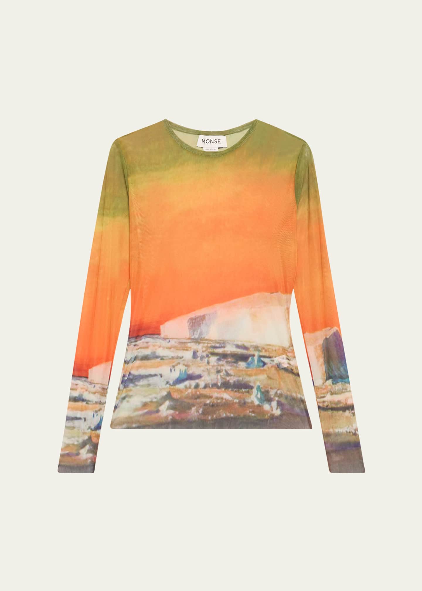 Monse Ombre Print Mesh Long Sleeve Top Image 1 of 5