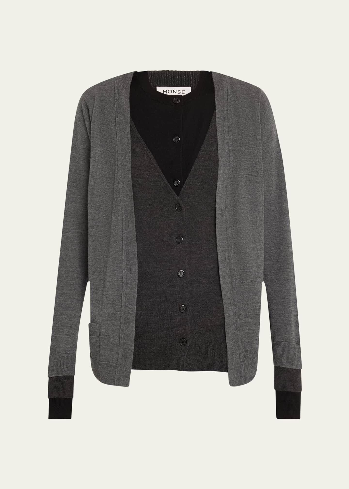Monse Multi Layered Merino Wool Cardigan Image 1 of 5