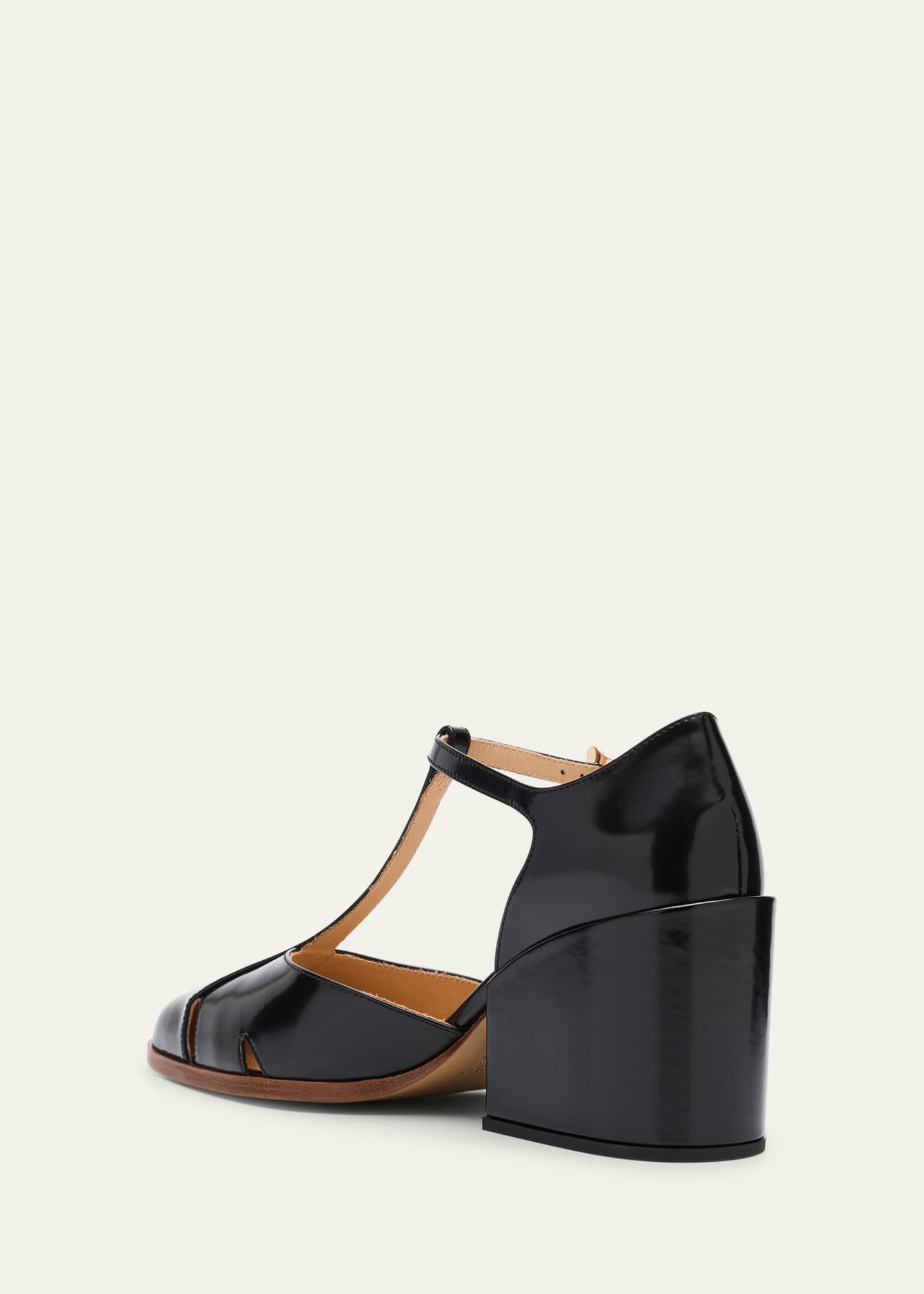 Gabriela Hearst Evita T-Strap Leather Block-Heel Pumps Image 4 of 6