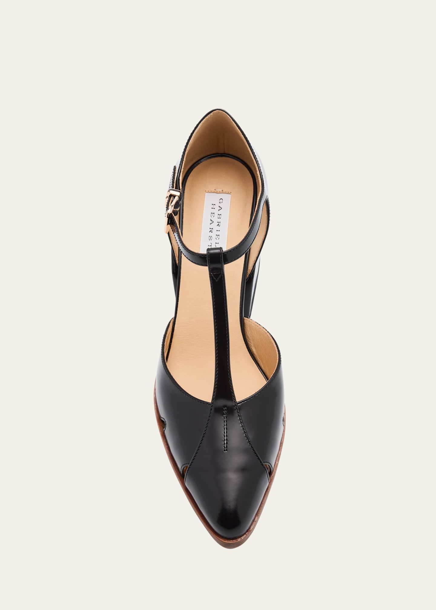 Gabriela Hearst Evita T-Strap Leather Block-Heel Pumps Image 6 of 6