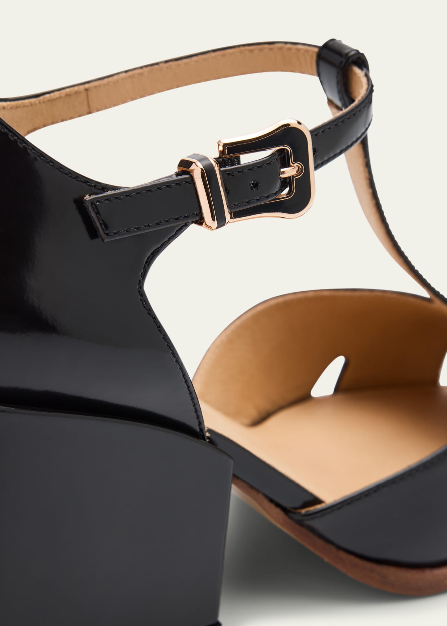 Gabriela Hearst Evita T-Strap Leather Block-Heel Pumps Image 5 of 6