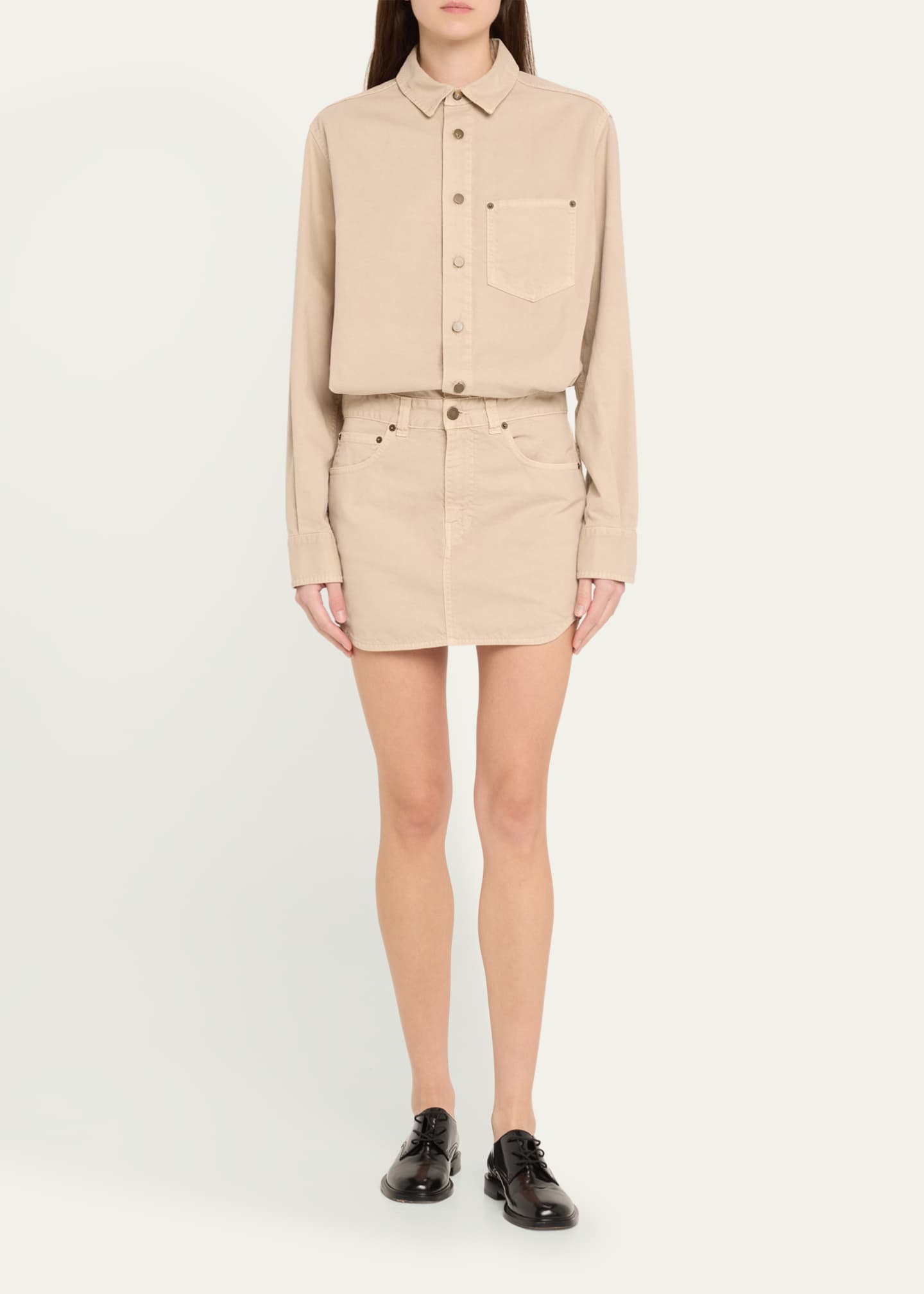 HAIKURE Tamu Twill Long-Sleeve Mini Shirtdress Image 2 of 5