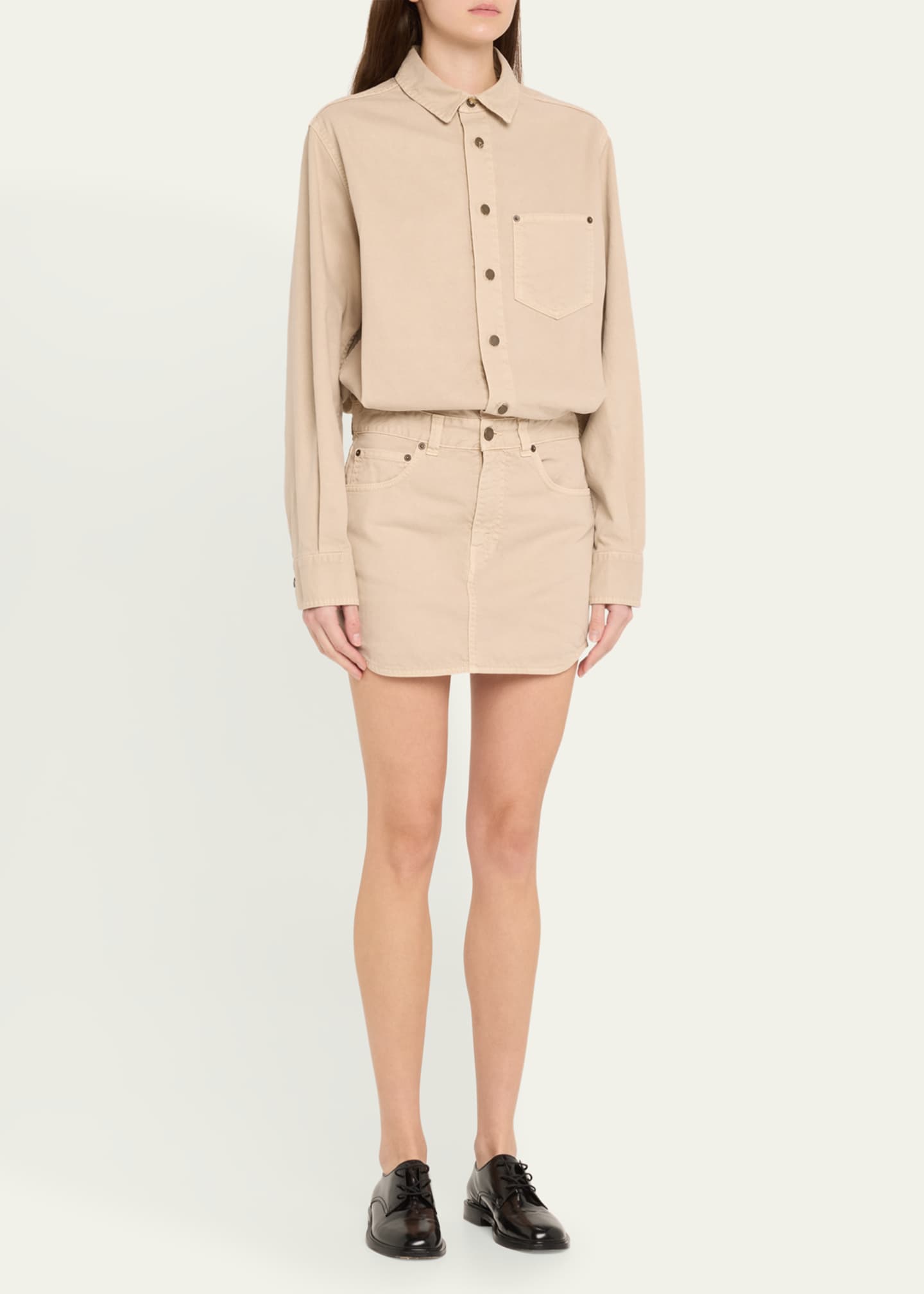 HAIKURE Tamu Twill Long-Sleeve Mini Shirtdress Image 4 of 5