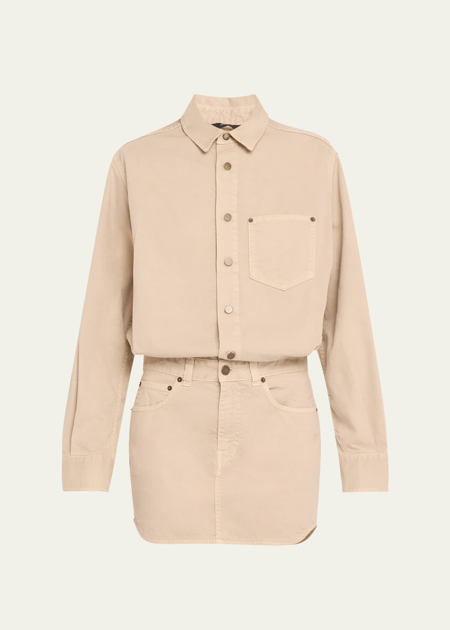 HAIKURE Tamu Twill Long-Sleeve Mini Shirtdress Image 1 of 5