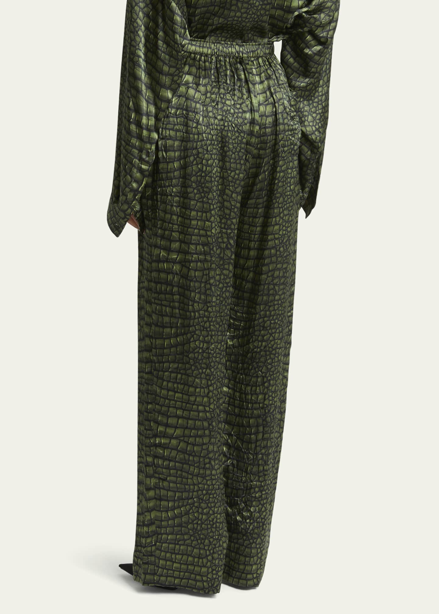 Balenciaga Crocodile Print Silk Satin Pajama Pants Image 3 of 5