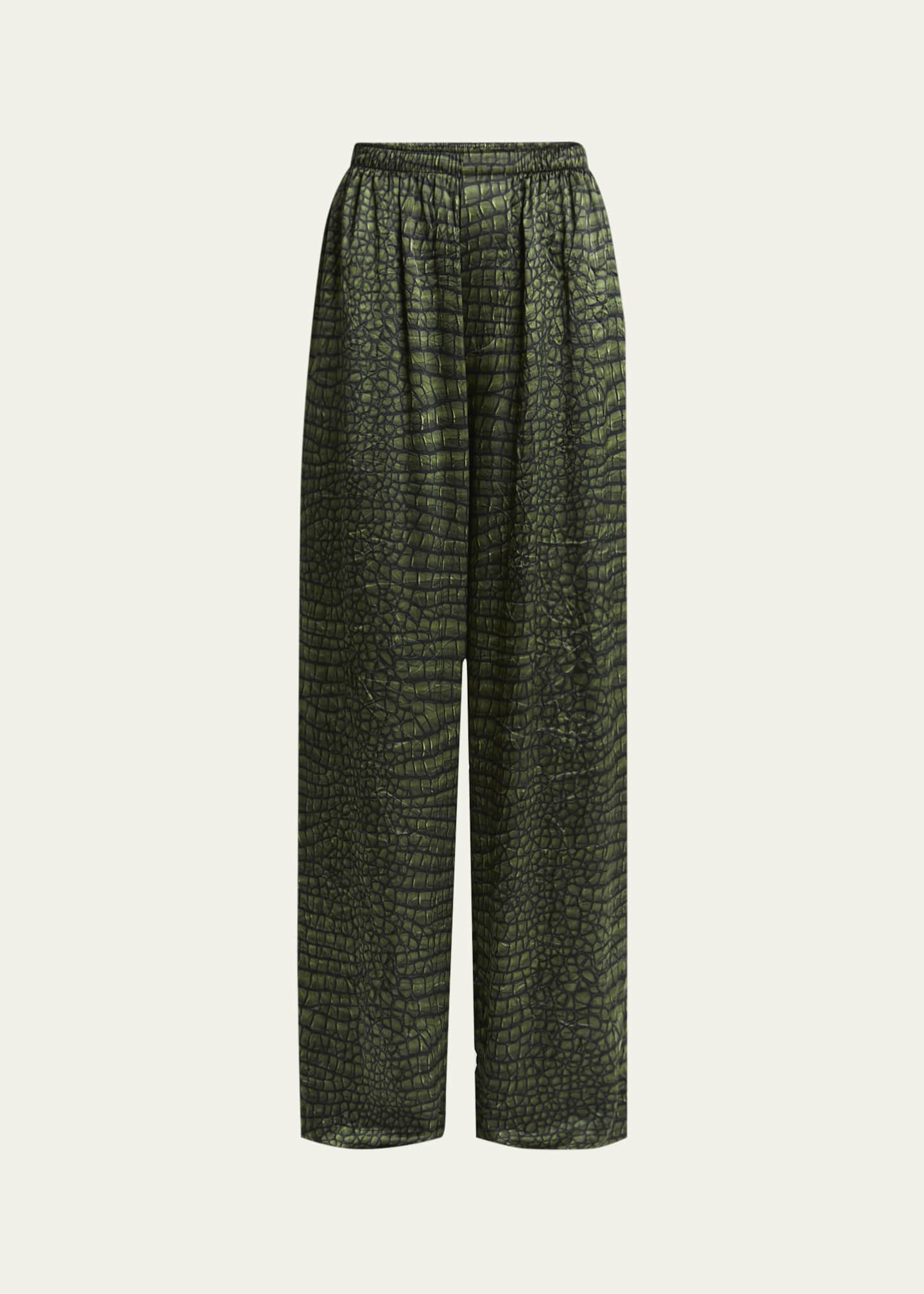 Balenciaga Crocodile Print Silk Satin Pajama Pants Image 1 of 5