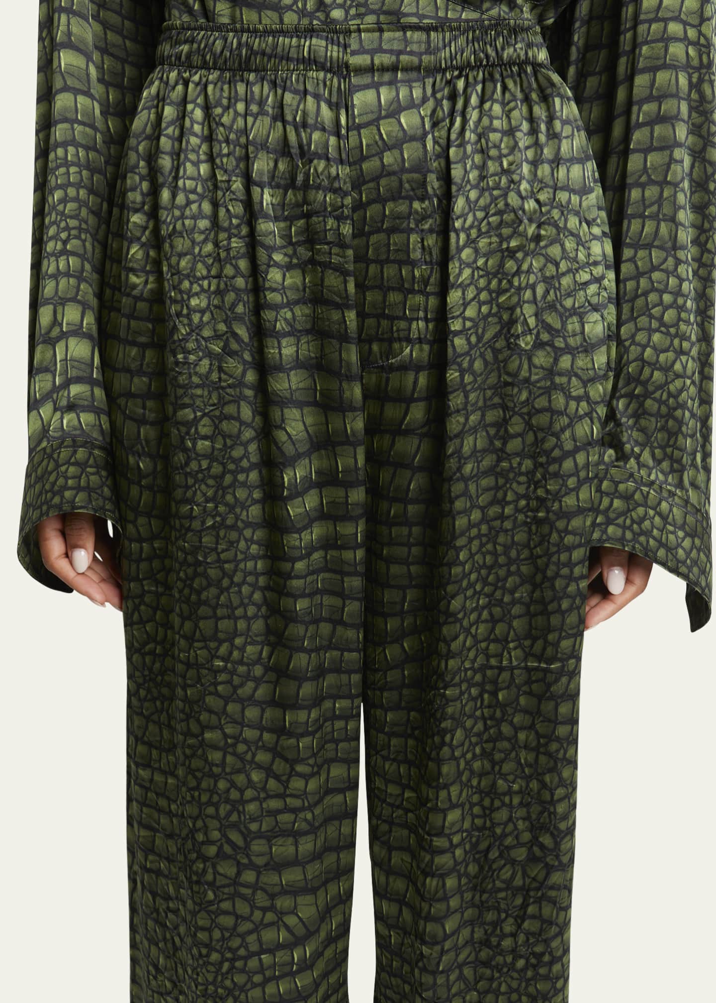 Balenciaga Crocodile Print Silk Satin Pajama Pants Image 5 of 5