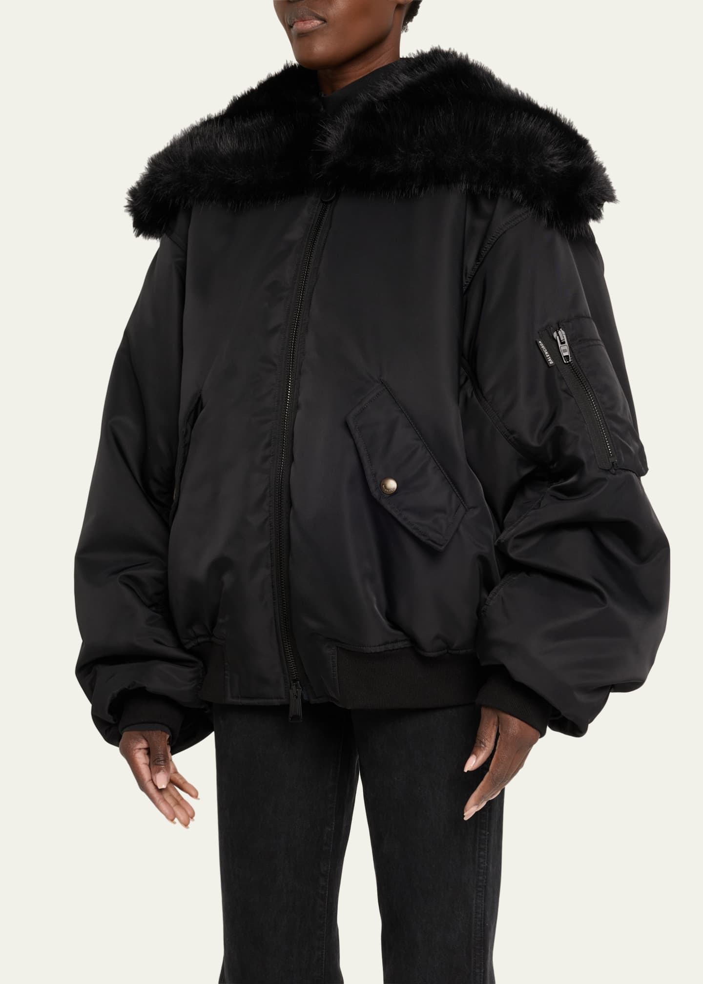 Balenciaga Faux Fur Hooded Bomber Jacket - Bergdorf Goodman