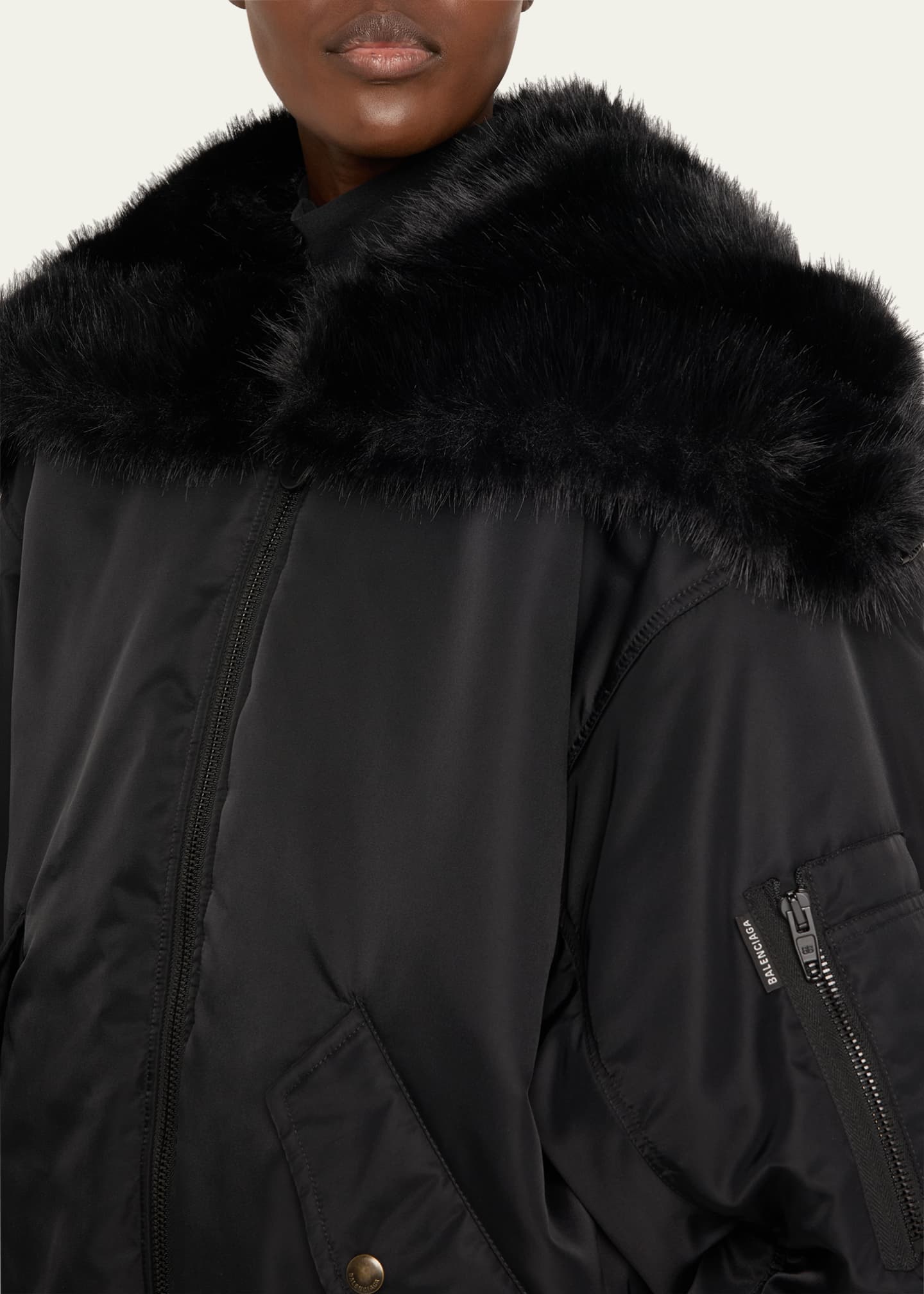 Balenciaga Faux Fur Hooded Bomber Jacket - Bergdorf Goodman