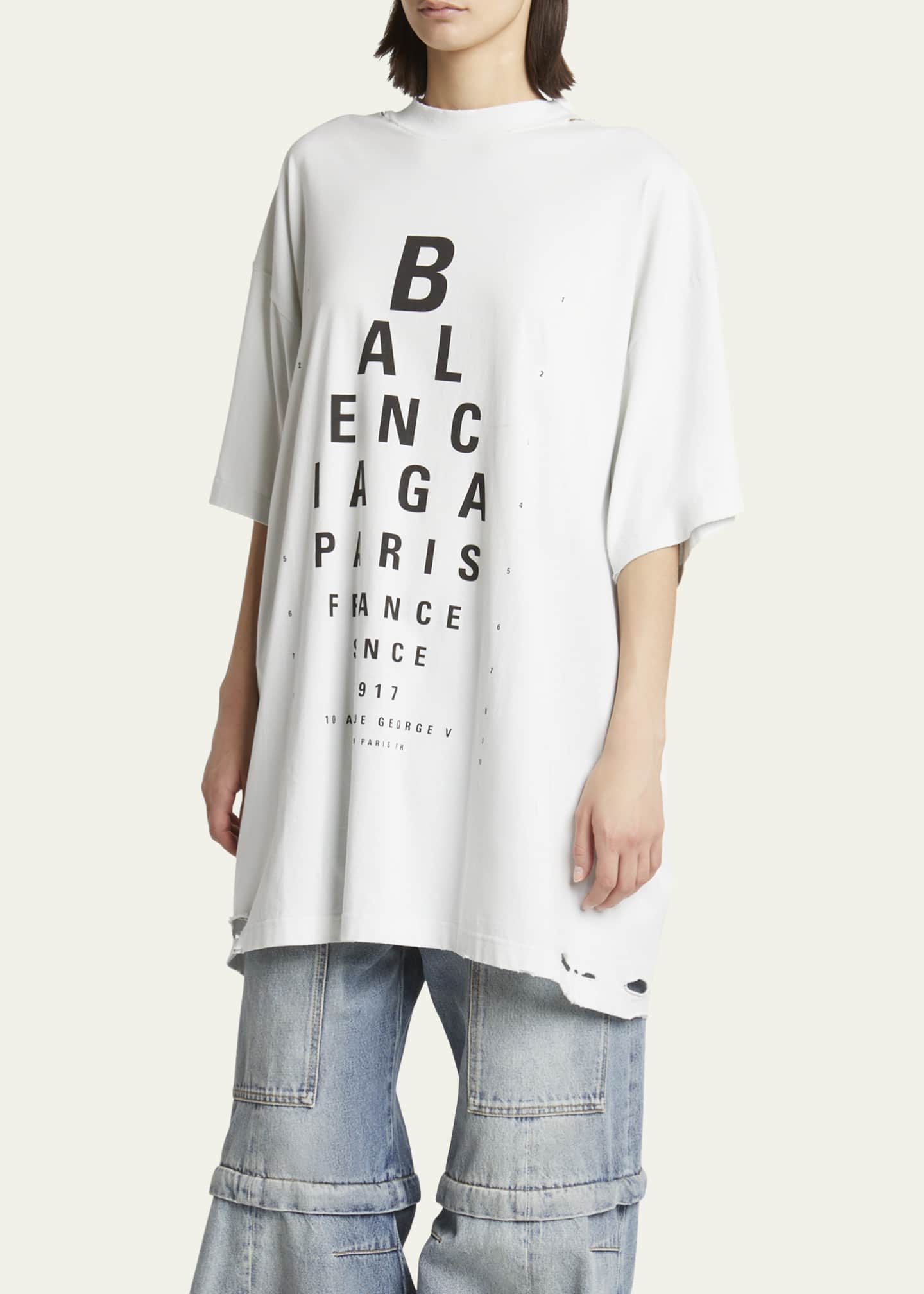 【信頼】 Balenciaga Optical Print Oversized Jersey T-Shirt - Bergdorf トップス