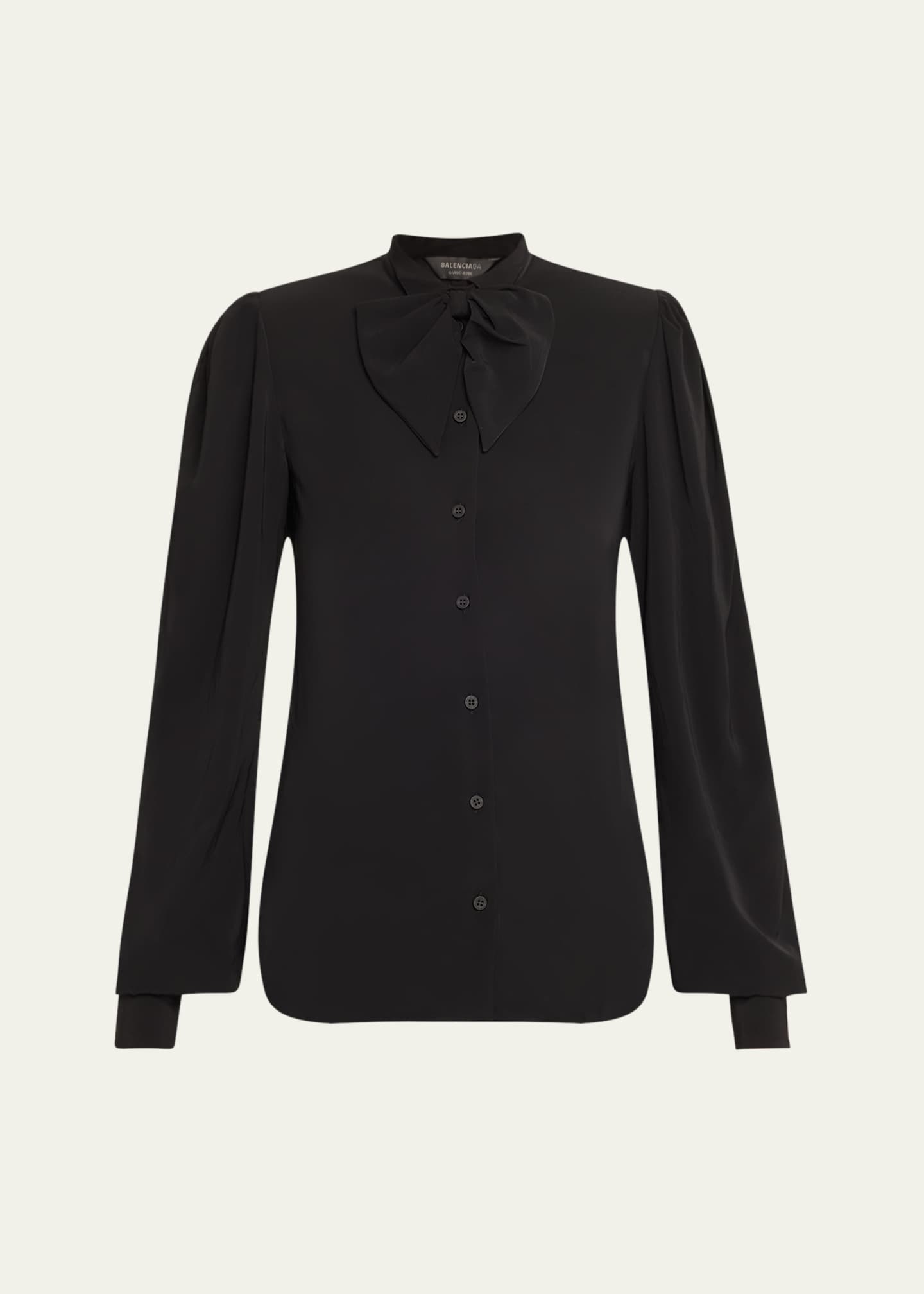Balenciaga Bow Button Down Blouse - Bergdorf Goodman