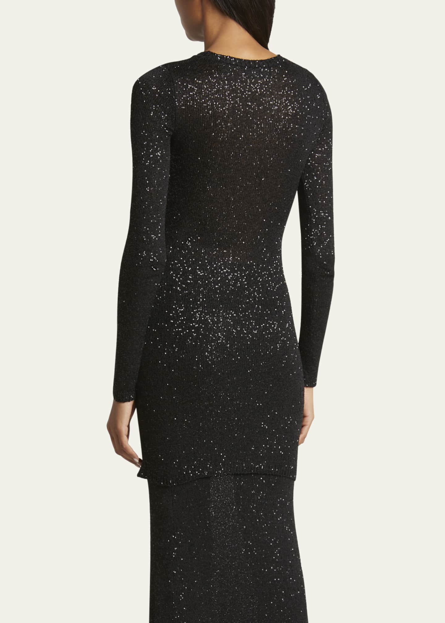 Balenciaga Sequined Knit Mini Long Sleeve Dress Image 3 of 5