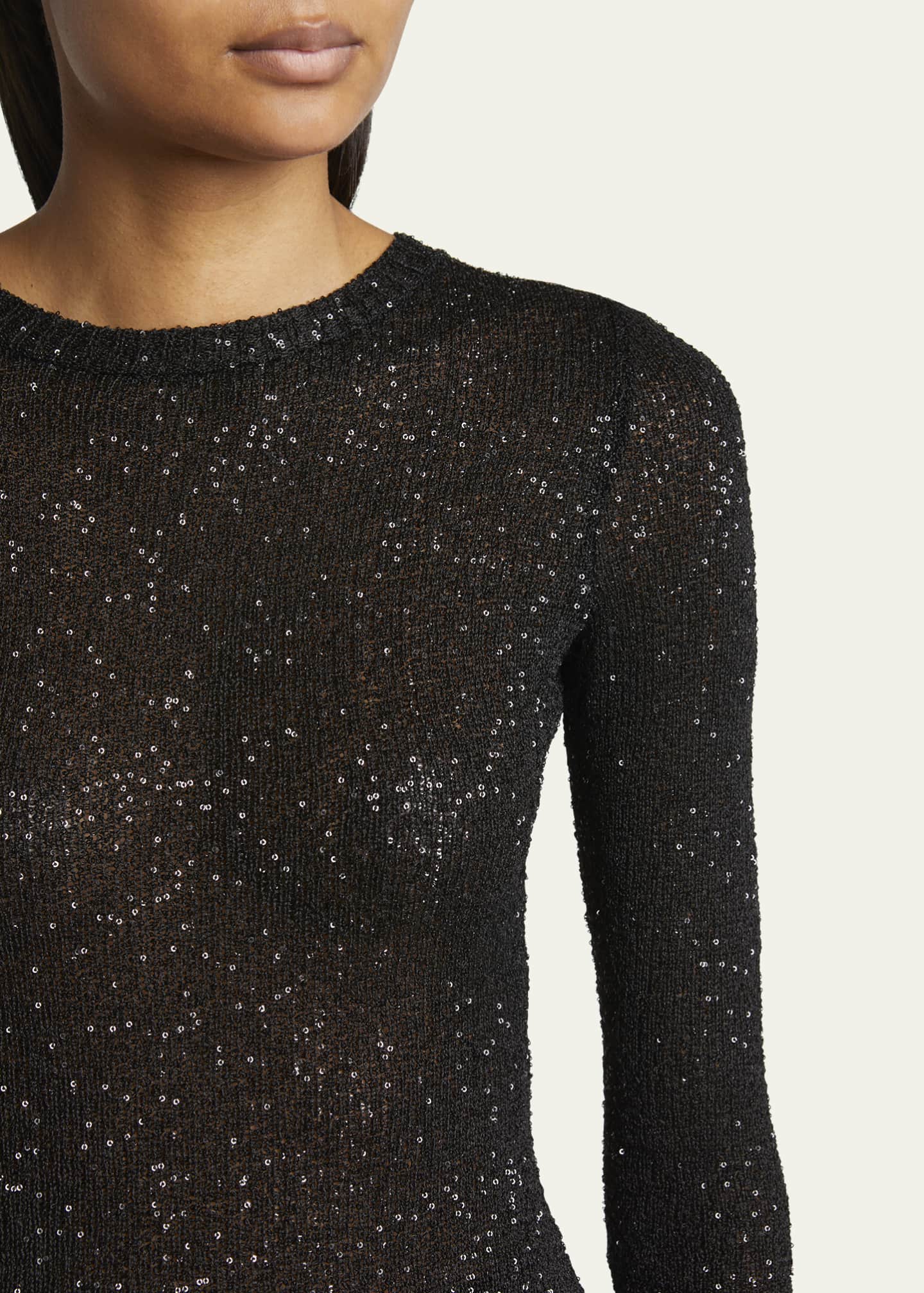 Balenciaga Sequined Knit Mini Long Sleeve Dress Image 5 of 5