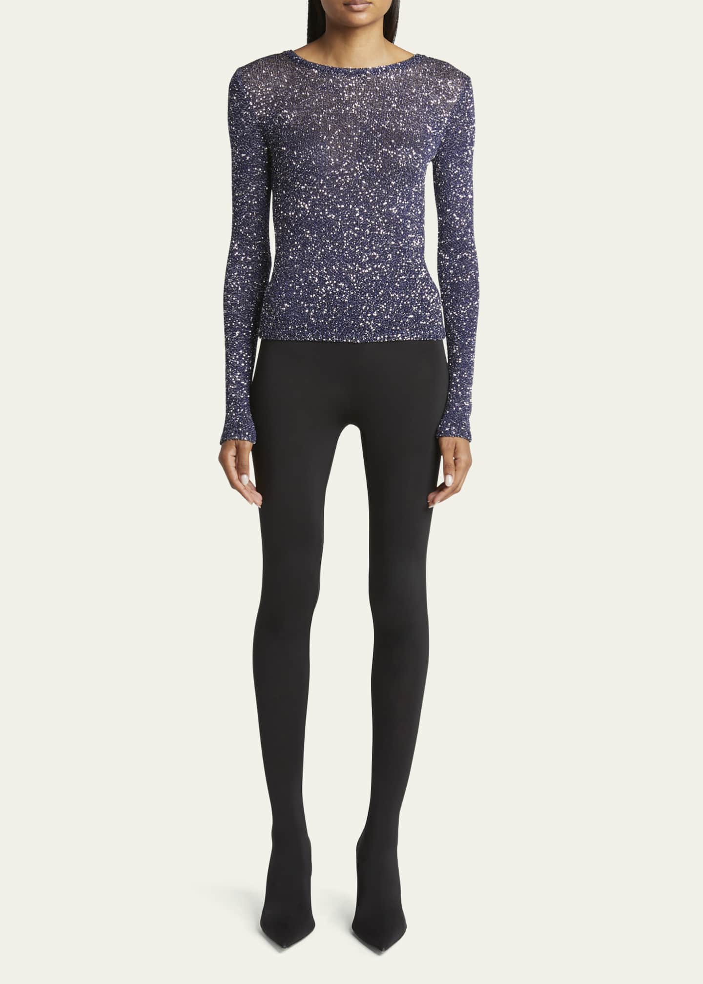 Balenciaga Sequined Long Sleeve Fitted Top Image 2 of 5