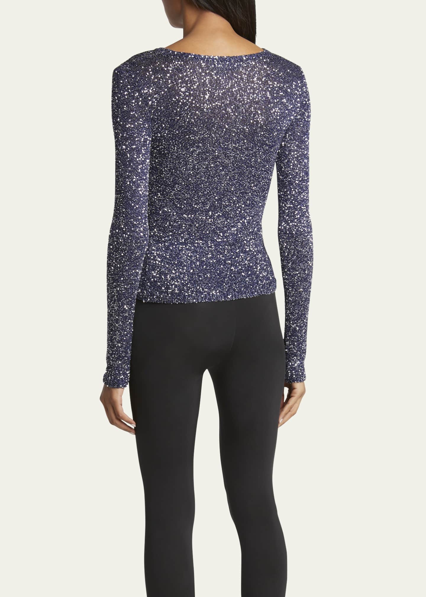 Balenciaga Sequined Long Sleeve Fitted Top Image 3 of 5