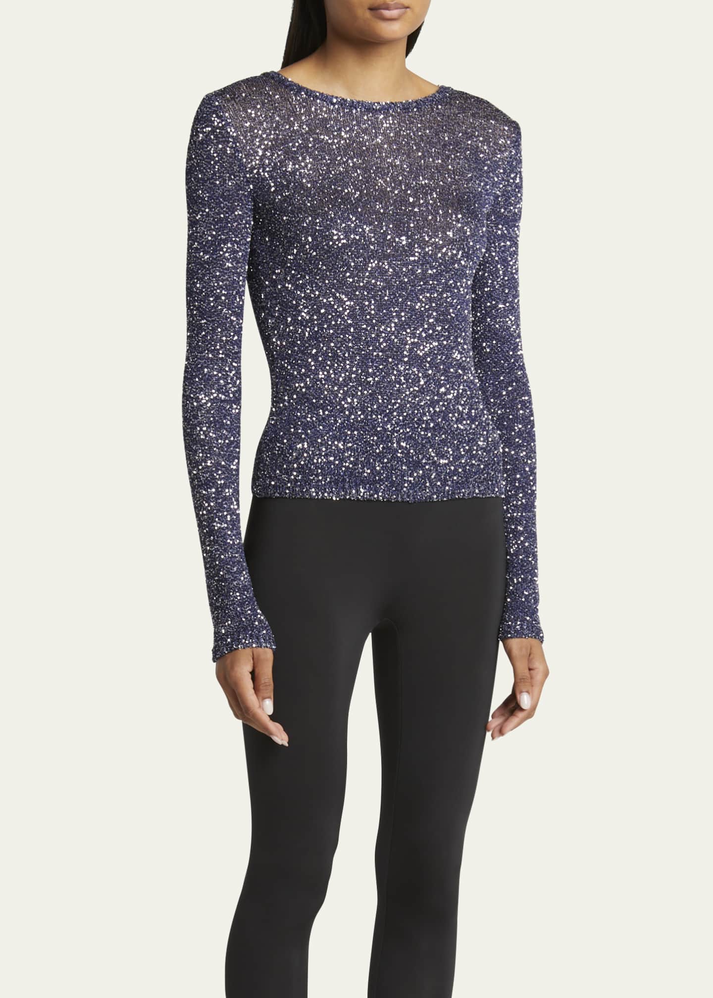 Balenciaga Sequined Long Sleeve Fitted Top Image 4 of 5