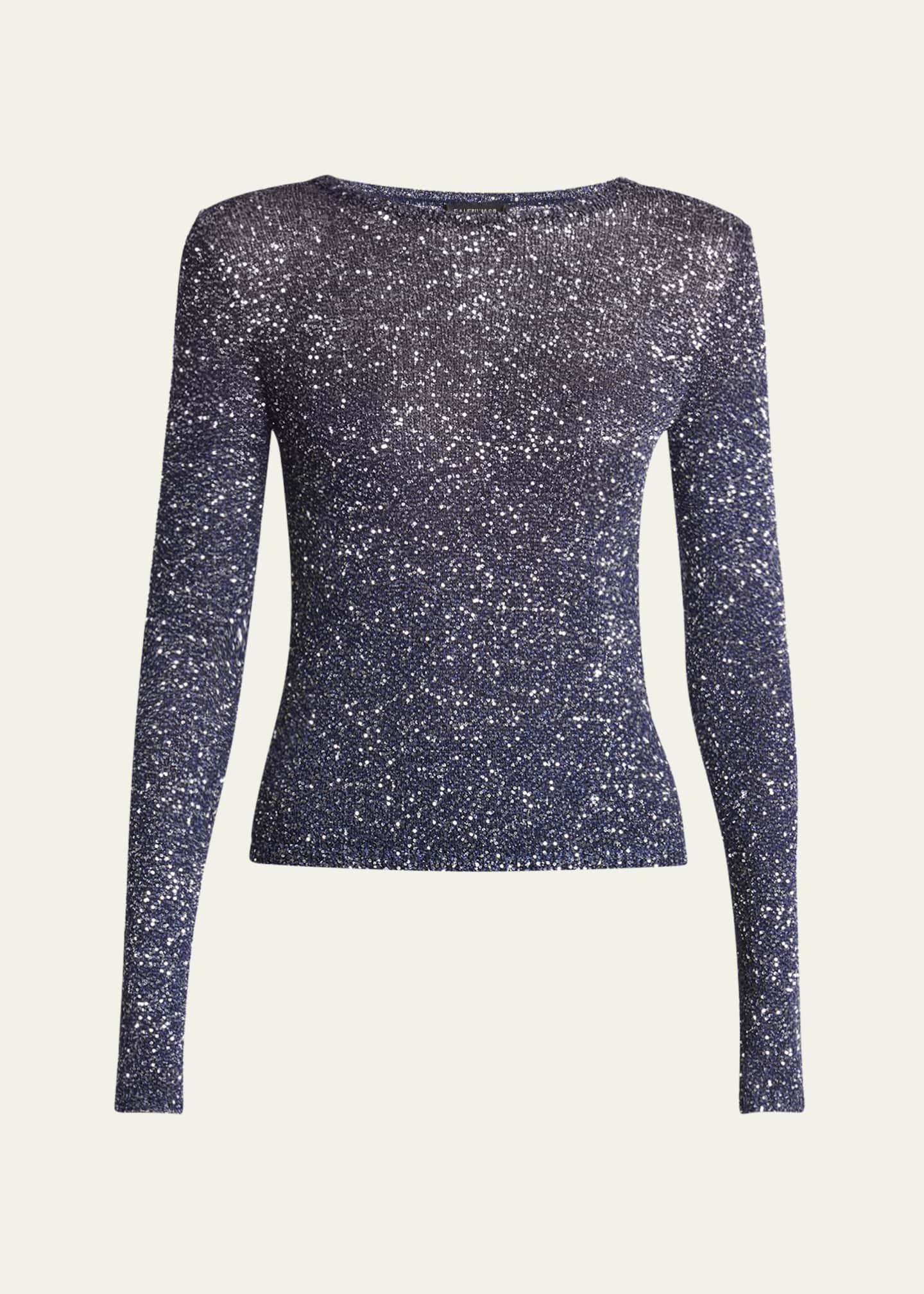 Balenciaga Sequined Long Sleeve Fitted Top Image 1 of 5