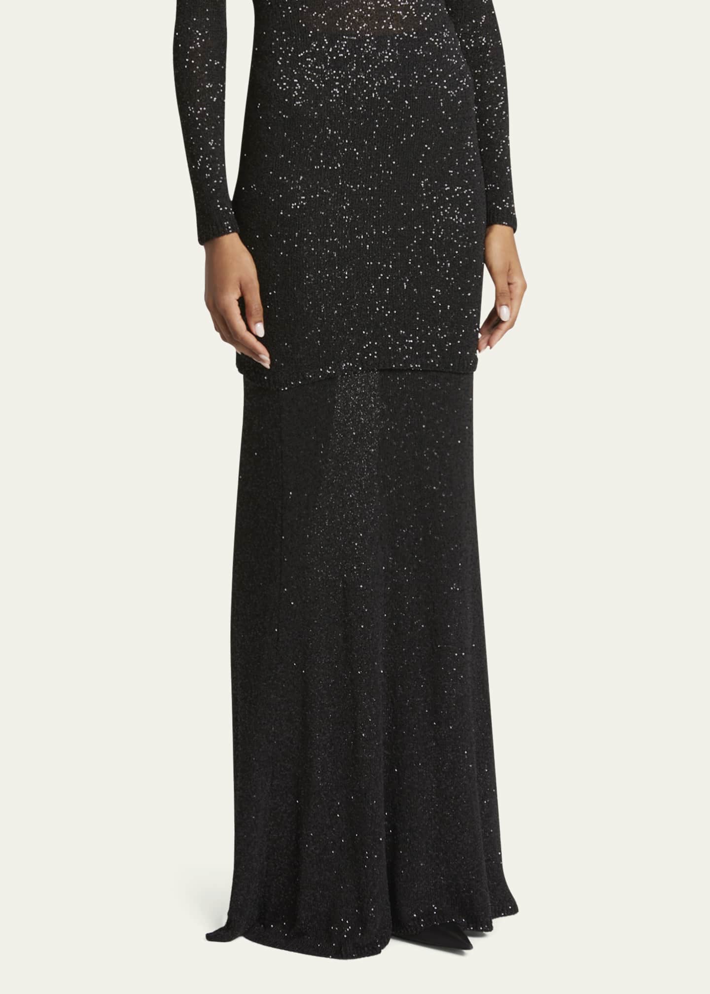 Balenciaga Sequined Knit Maxi Skirt Image 4 of 5