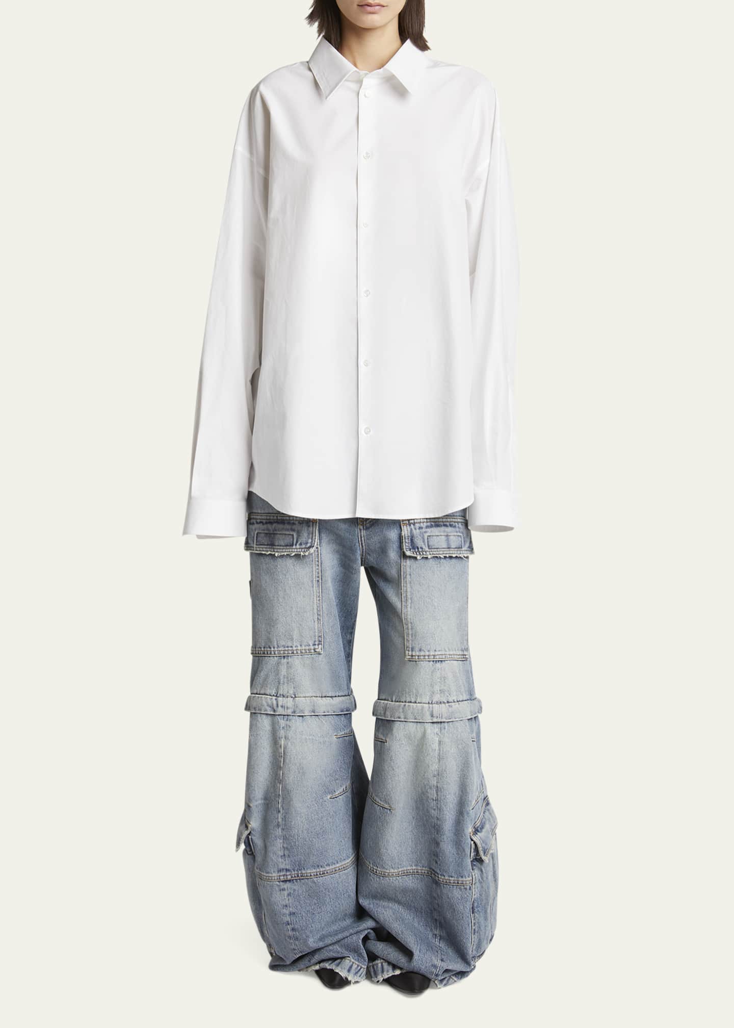 Balenciaga Swing Button Down Cotton Top Image 2 of 5