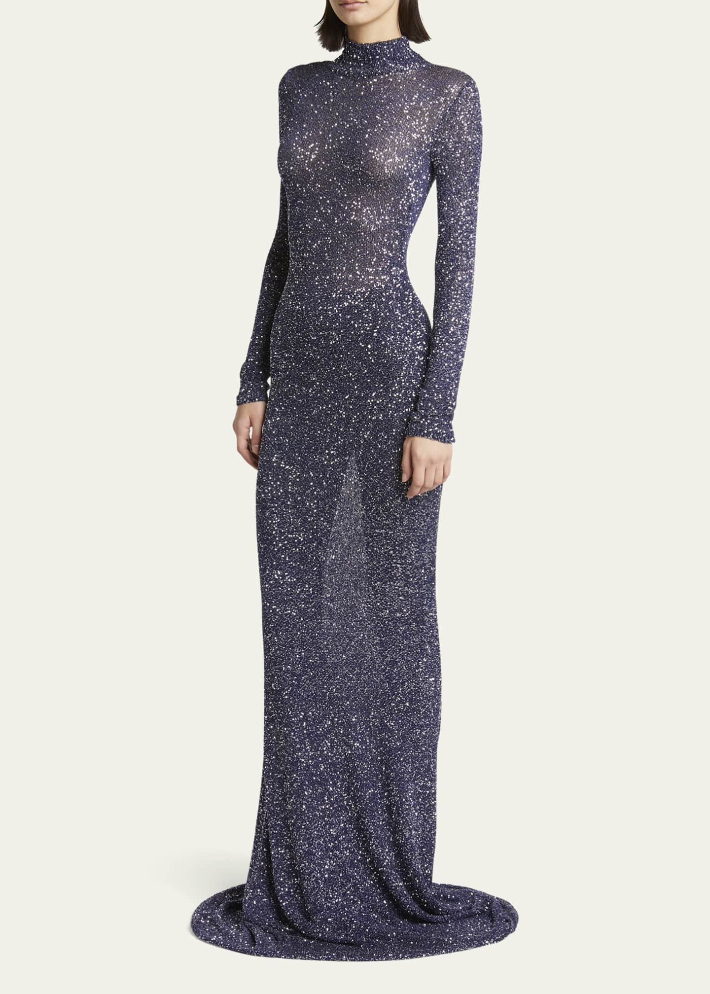 Balenciaga Sequined Mock-Neck Maxi Dress Image 4 of 5