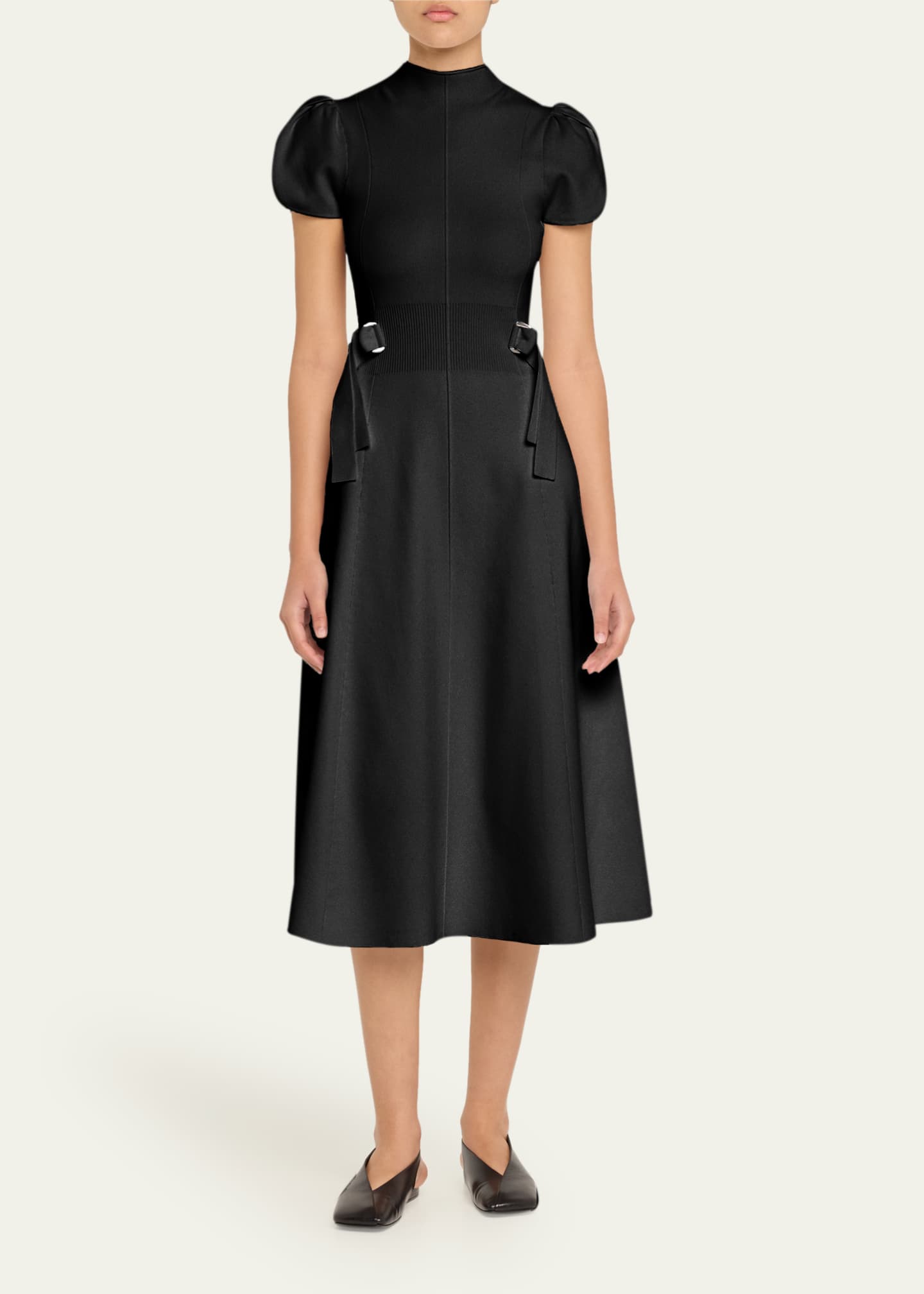 3.1 Phillip Lim Compact Ribbed Tulip-Sleeve Midi Dress Image 2 of 5
