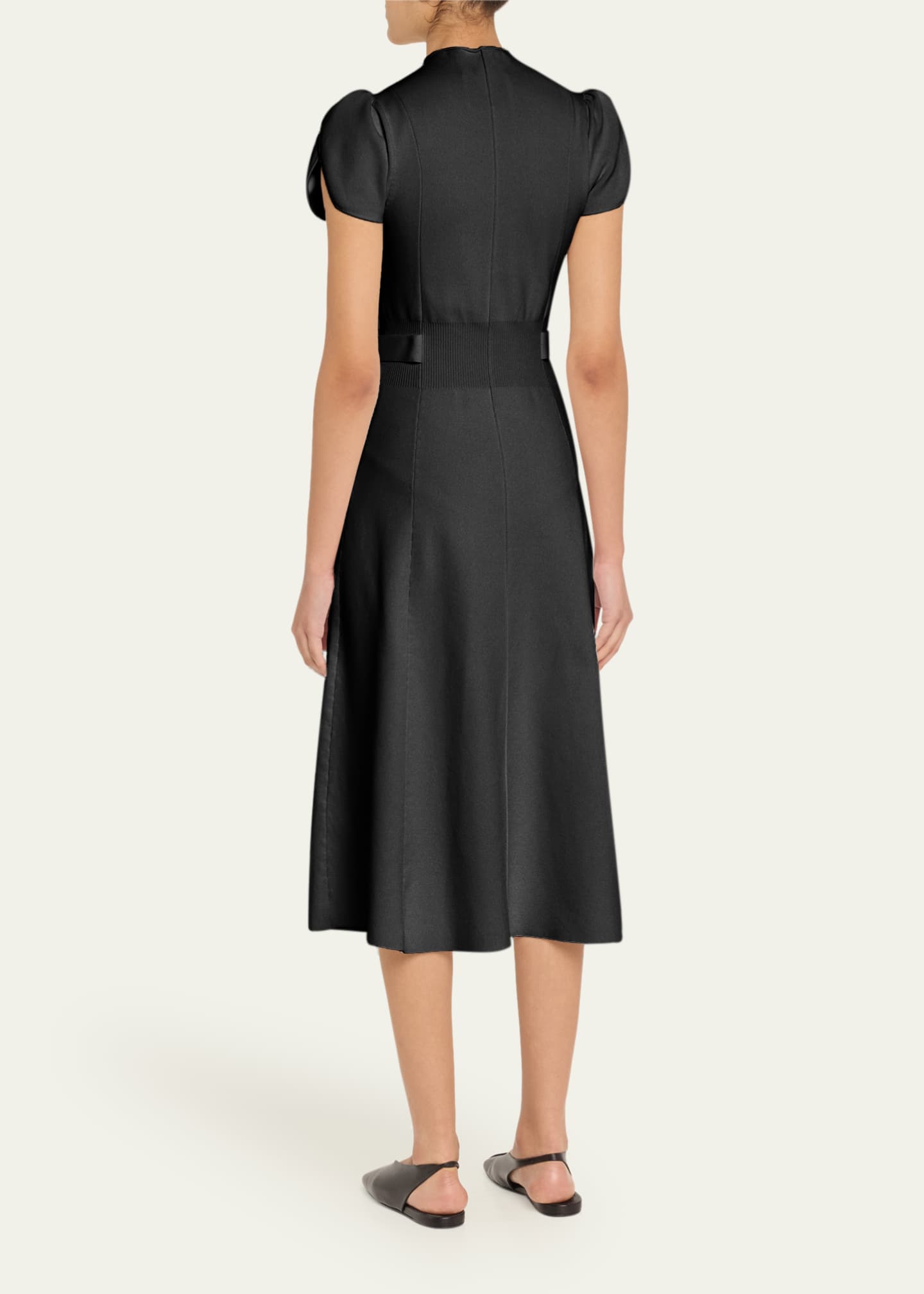 3.1 Phillip Lim Compact Ribbed Tulip-Sleeve Midi Dress Image 3 of 5