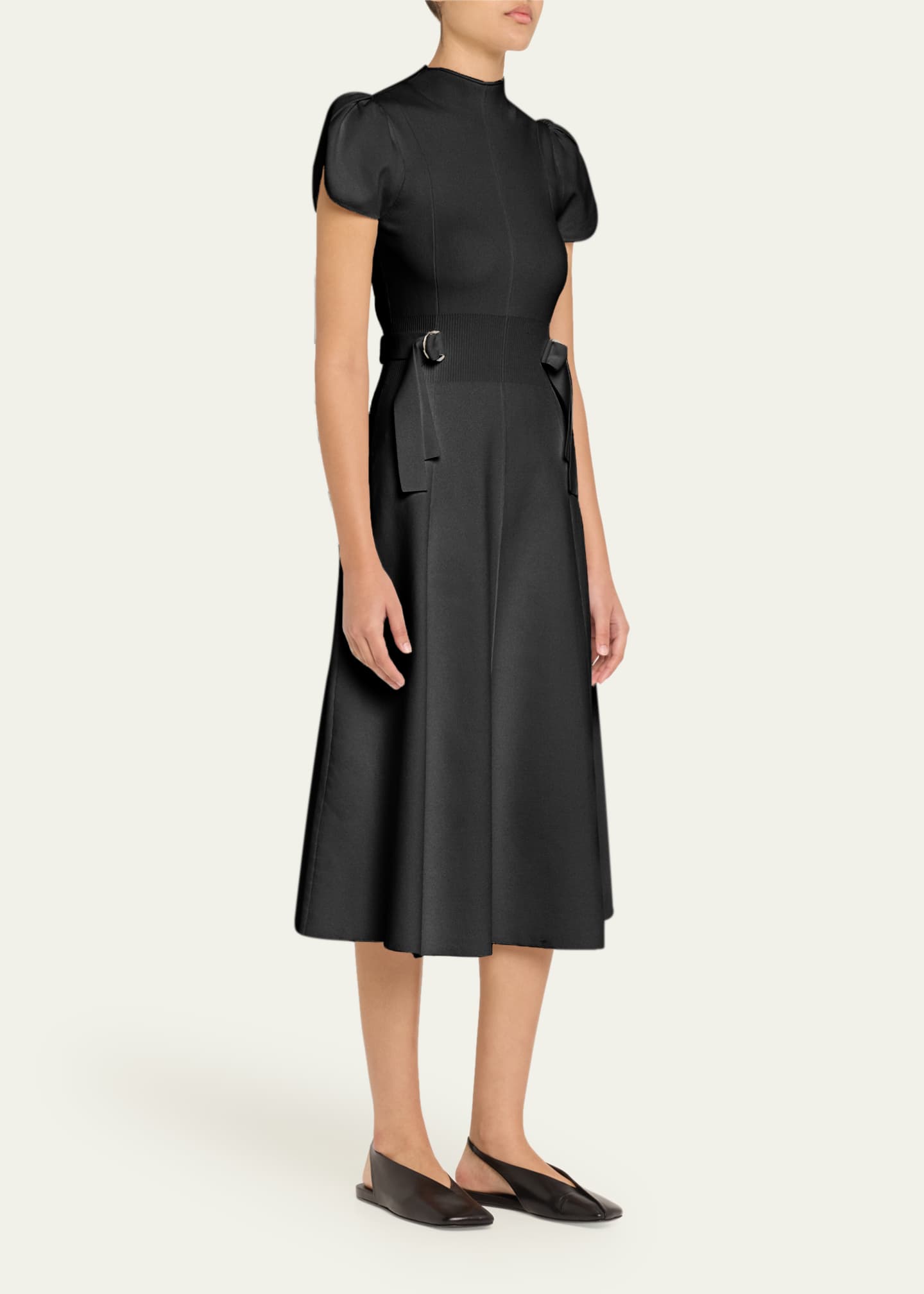 3.1 Phillip Lim Compact Ribbed Tulip-Sleeve Midi Dress Image 4 of 5