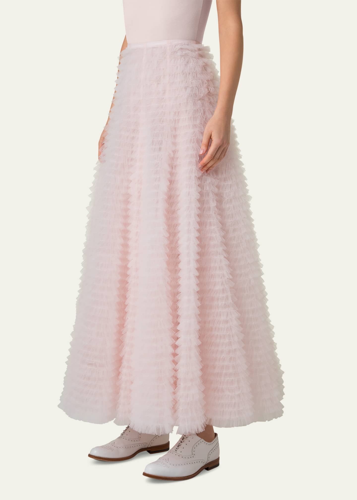 Tulle Ruched Maxi Skirt
