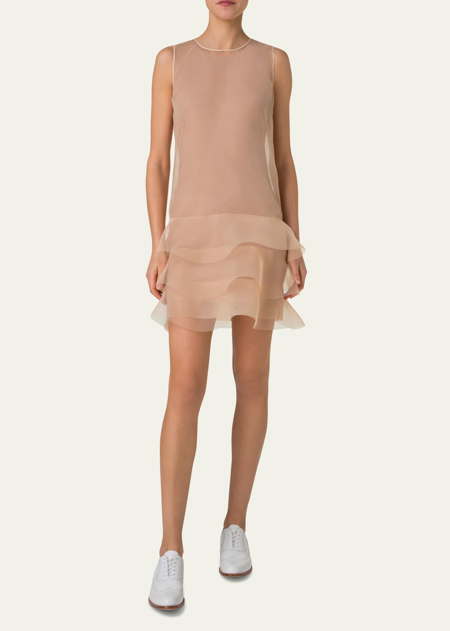Akris Hatband Waves Techno Organza Mini Dress Image 2 of 5
