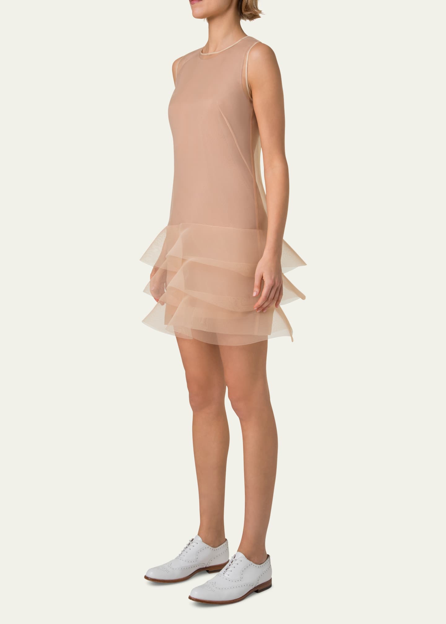 Akris Hatband Waves Techno Organza Mini Dress Image 4 of 5