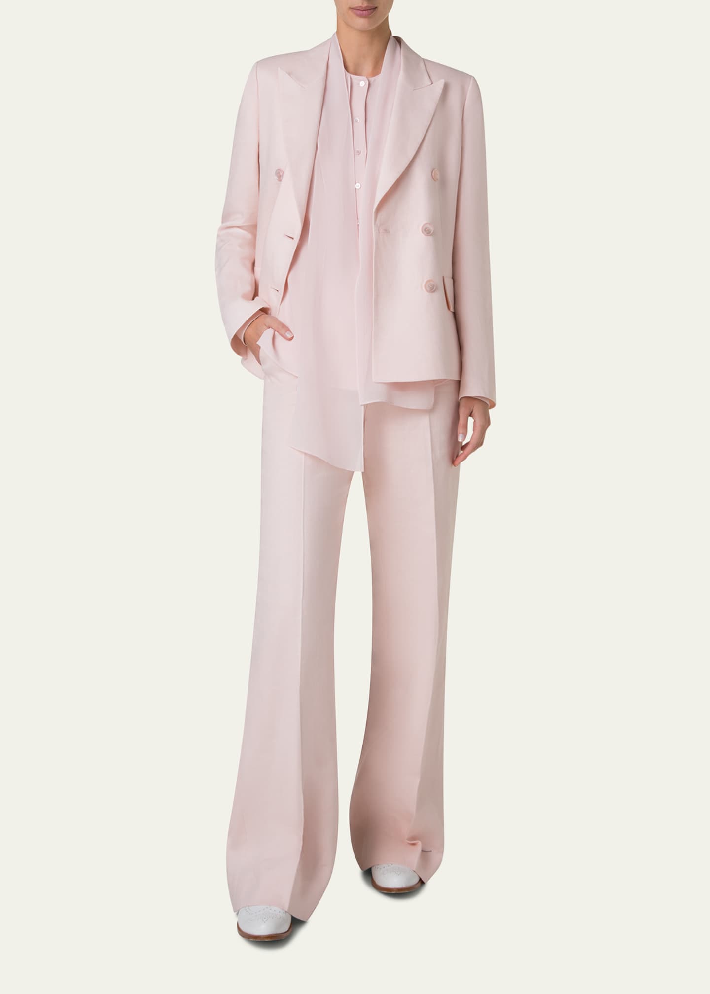 Akris Azalea Double-Breasted Linen Jacket Image 2 of 5