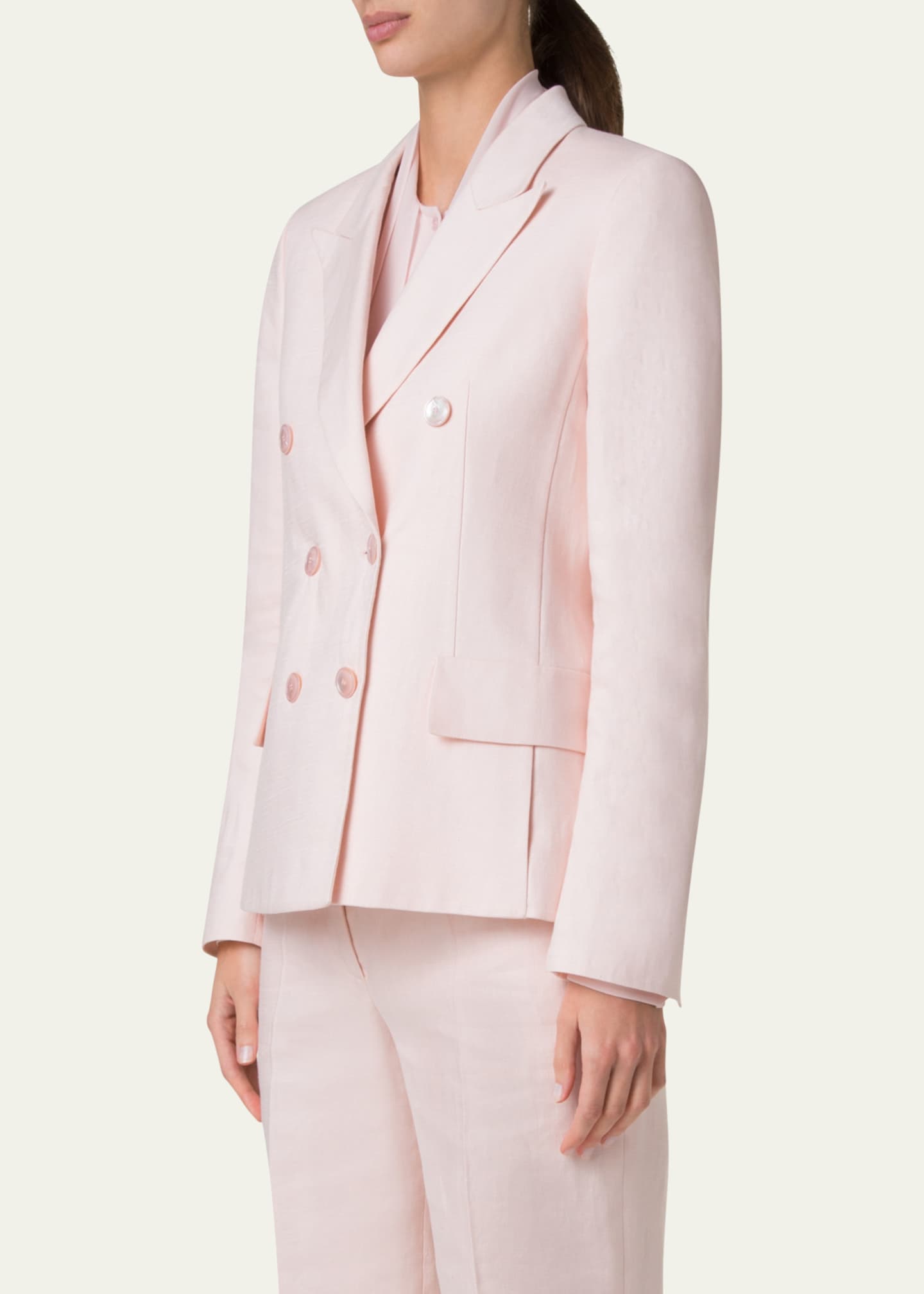 Akris Azalea Double-Breasted Linen Jacket Image 4 of 5