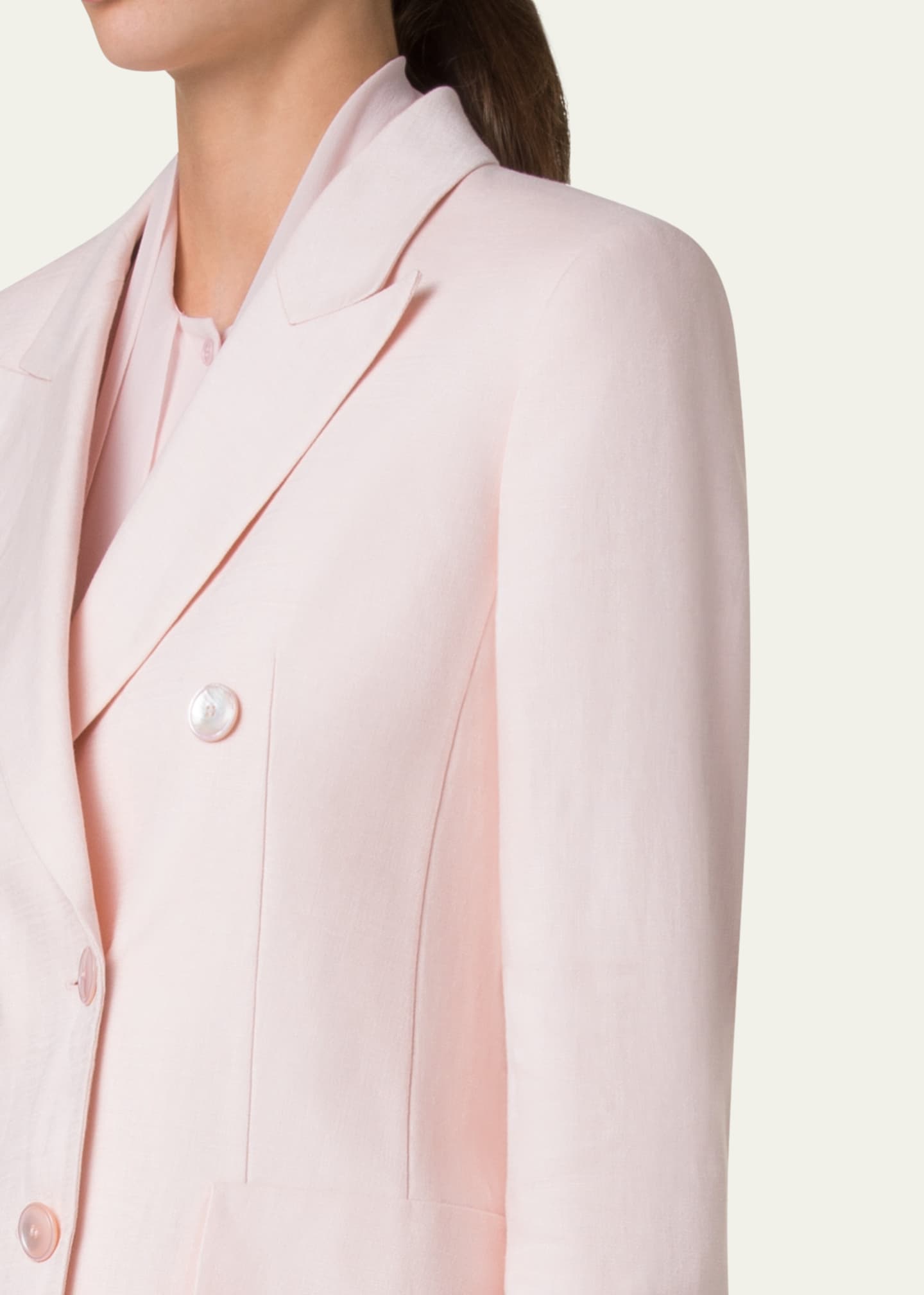 Akris Azalea Double-Breasted Linen Jacket Image 5 of 5
