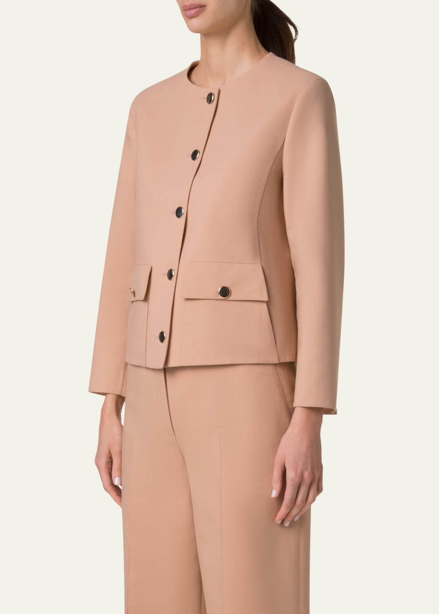 Akris Winter Cotton Crepe Double-Face Jacket Image 4 of 5