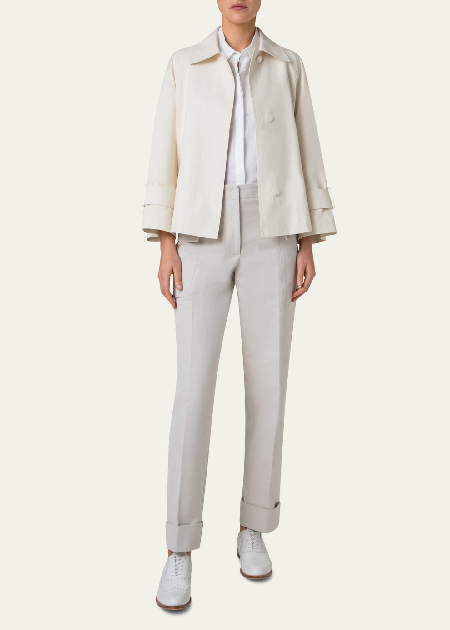 Akris Alisa Water-Resistant A-Line Coated Linen Jacket Image 2 of 5