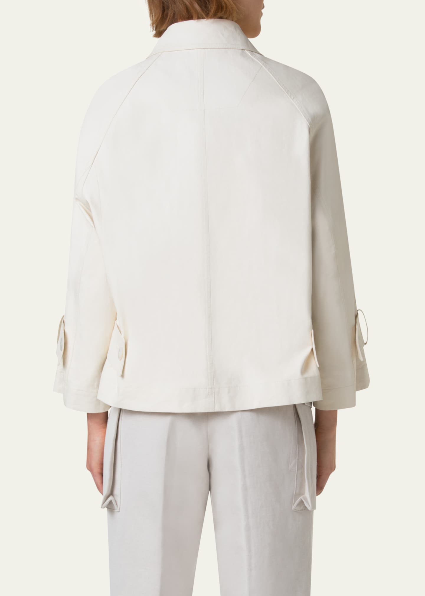 Akris Alisa Water-Resistant A-Line Coated Linen Jacket Image 3 of 5