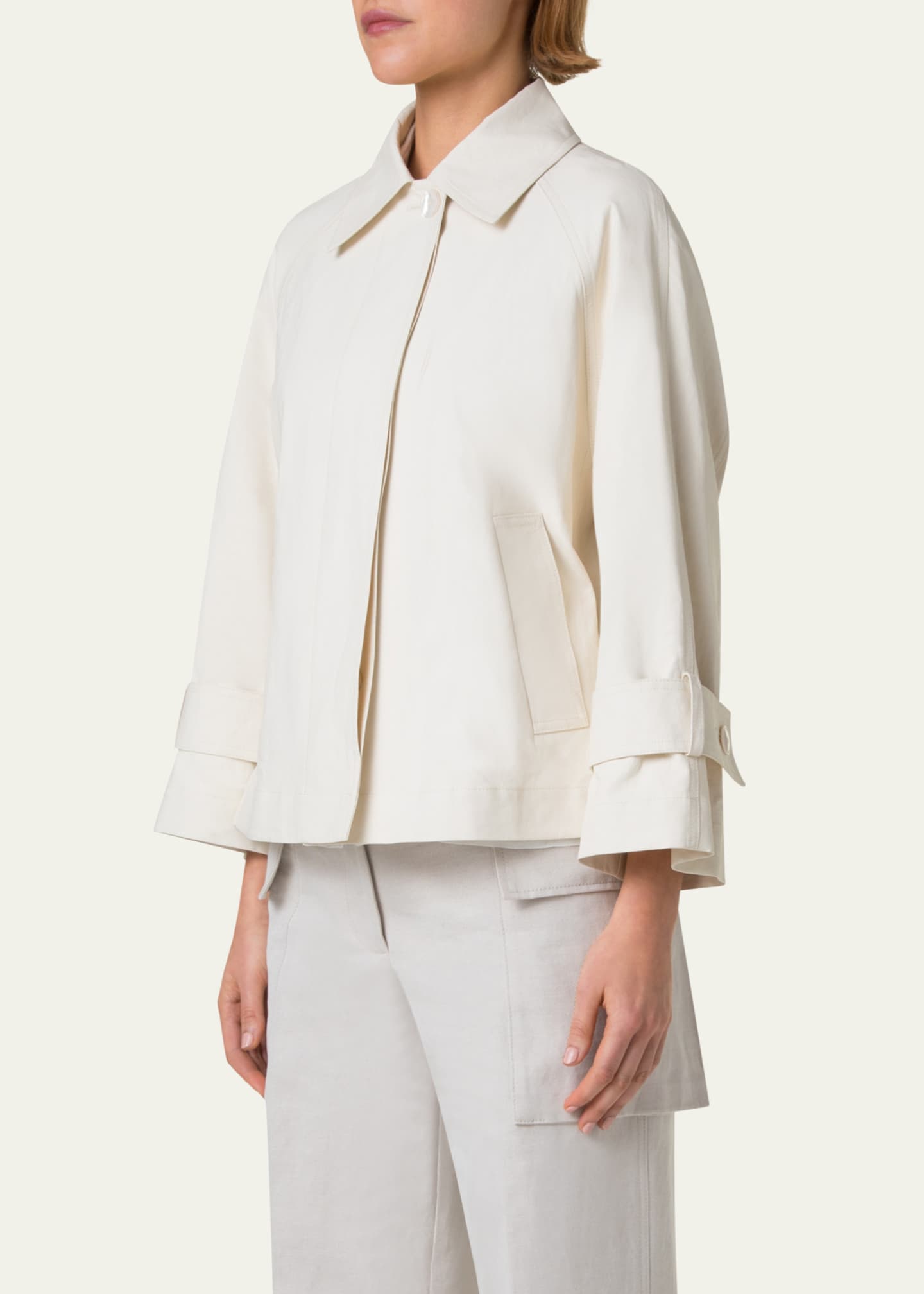 Akris Alisa Water-Resistant A-Line Coated Linen Jacket Image 4 of 5