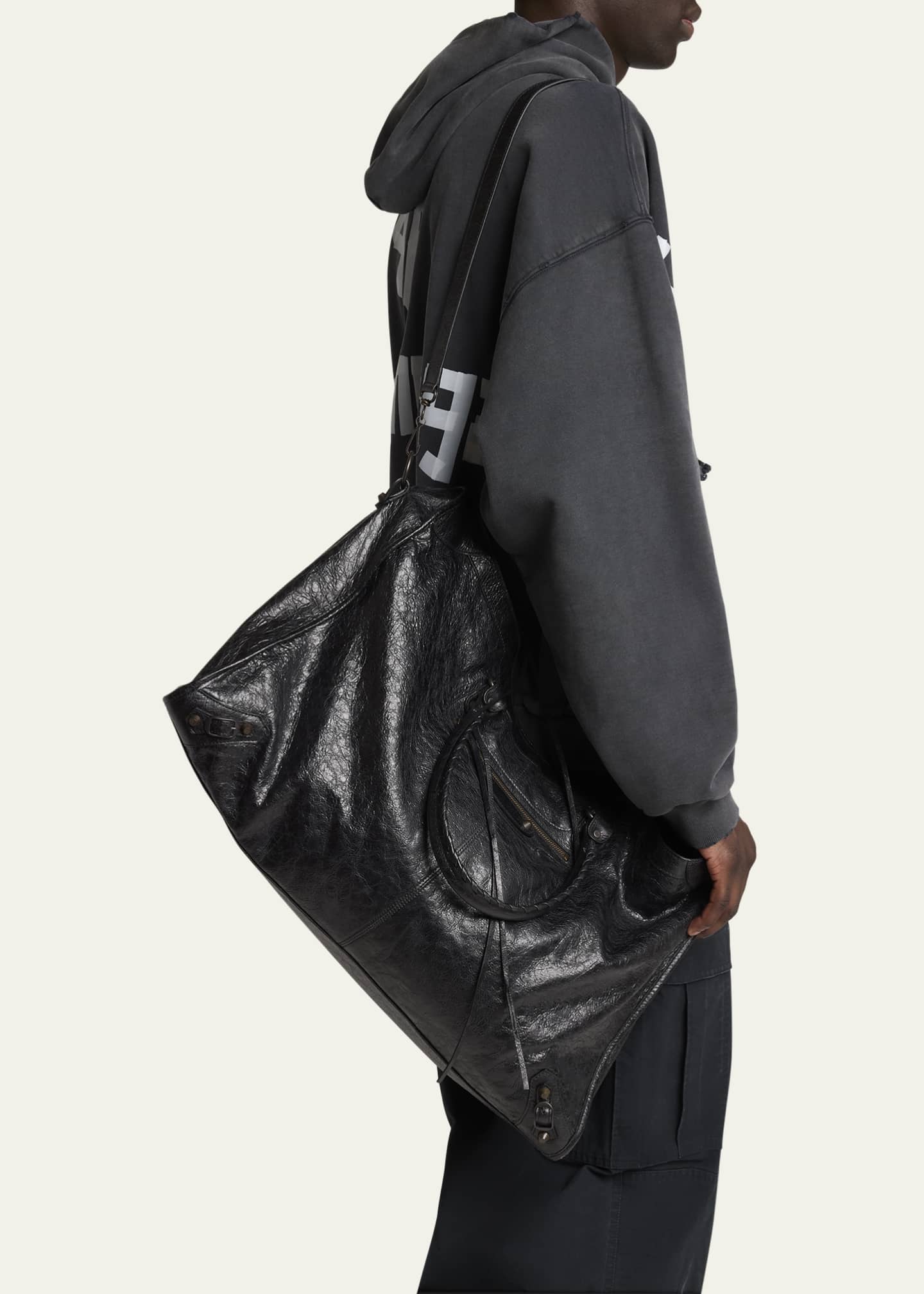 Balenciaga Men's Le City Leather Travel Duffel Bag Image 2 of 5