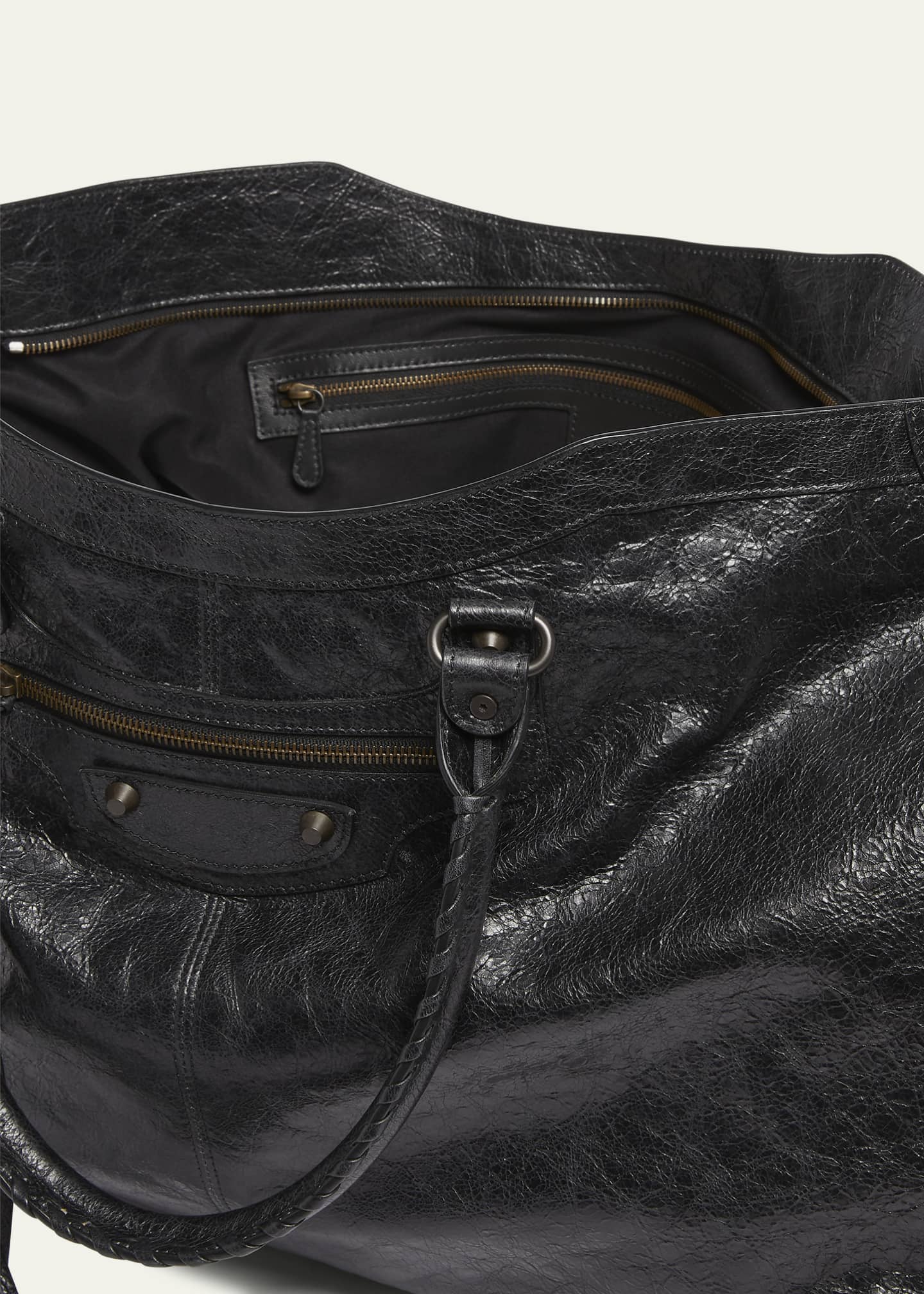 Balenciaga Men's Le City Leather Travel Duffel Bag Image 4 of 5