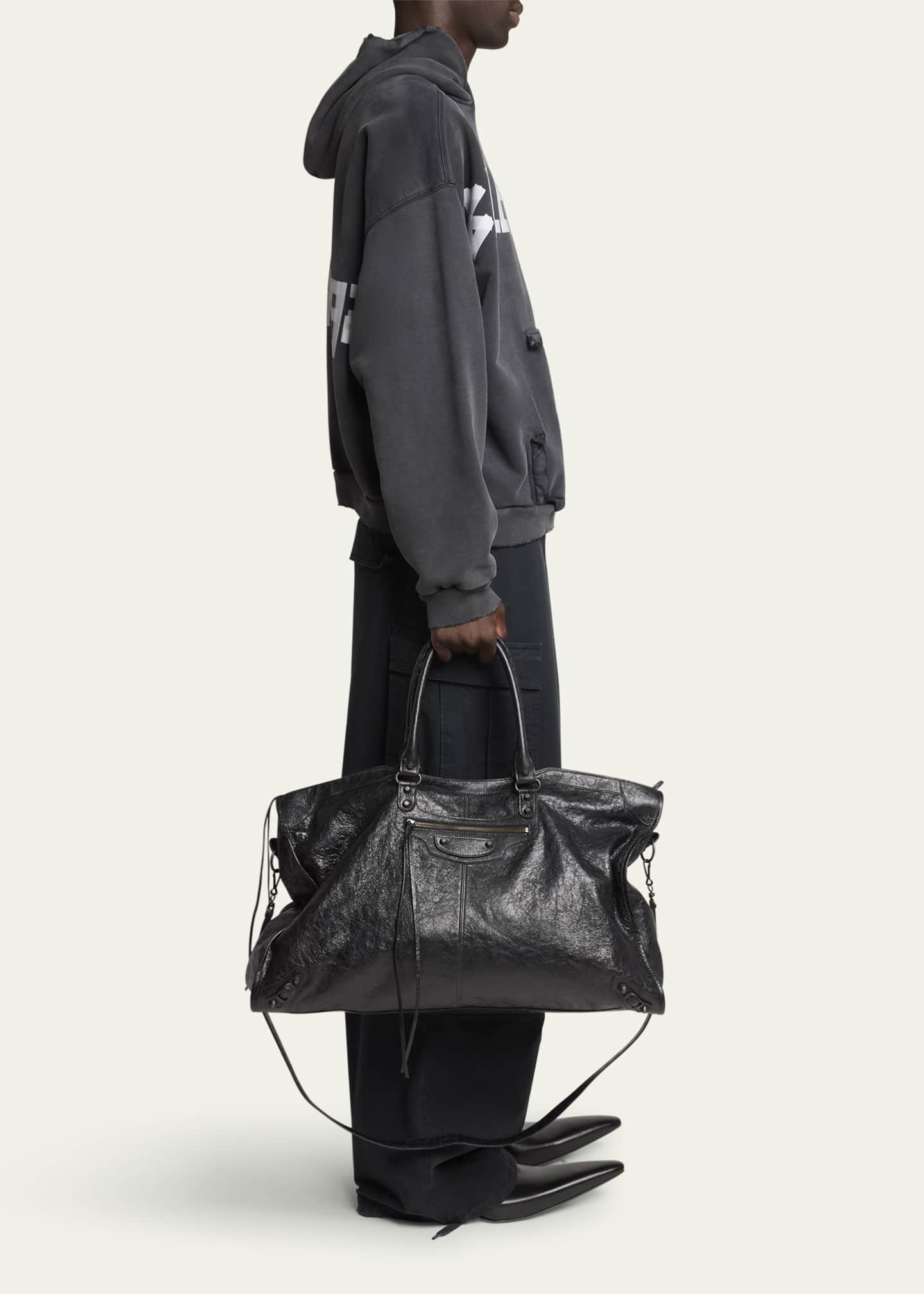 Balenciaga Men's Le City Leather Travel Duffel Bag Image 5 of 5