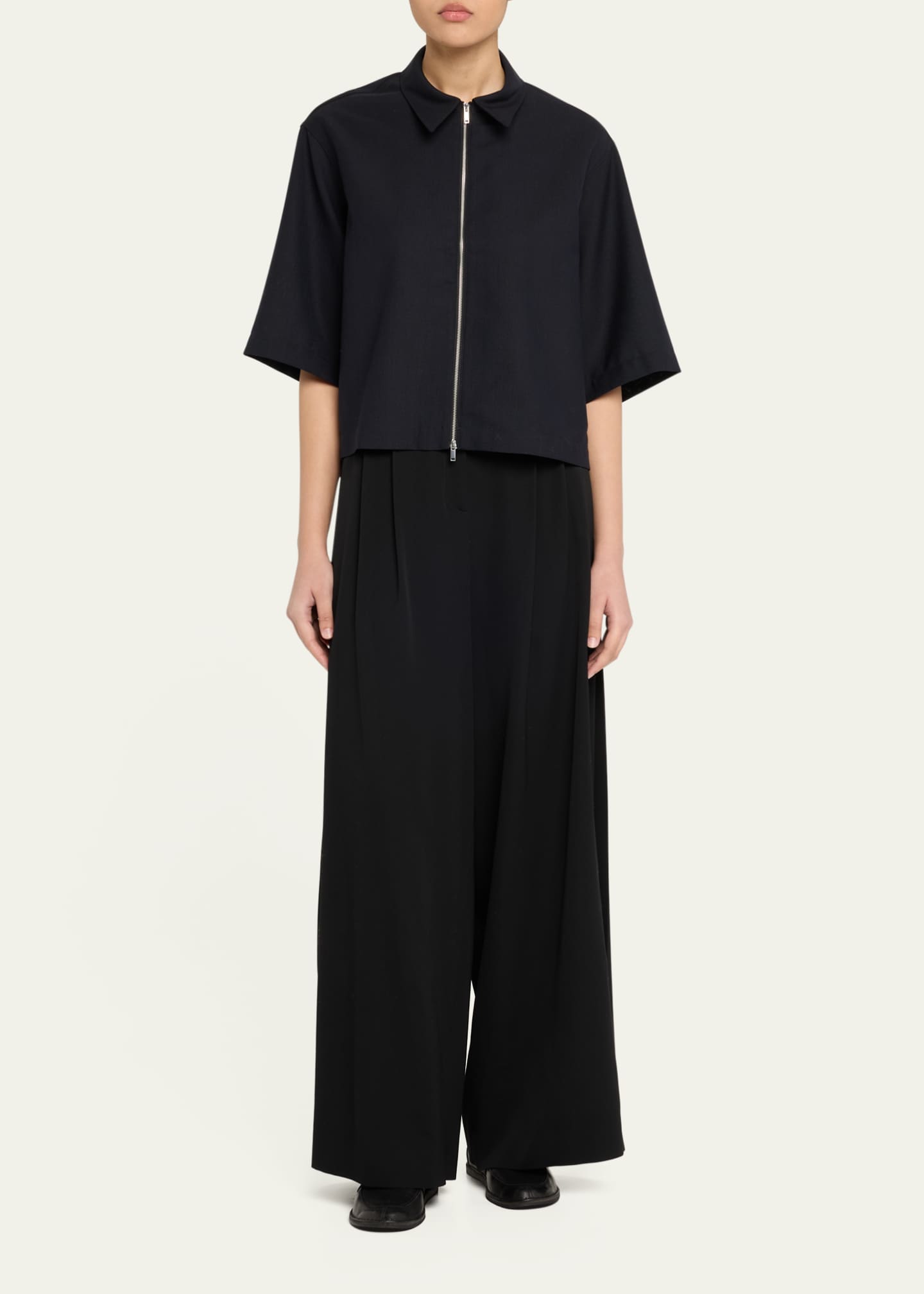 Studio Nicholson Zip Through Wool Shirt Image 2 of 5