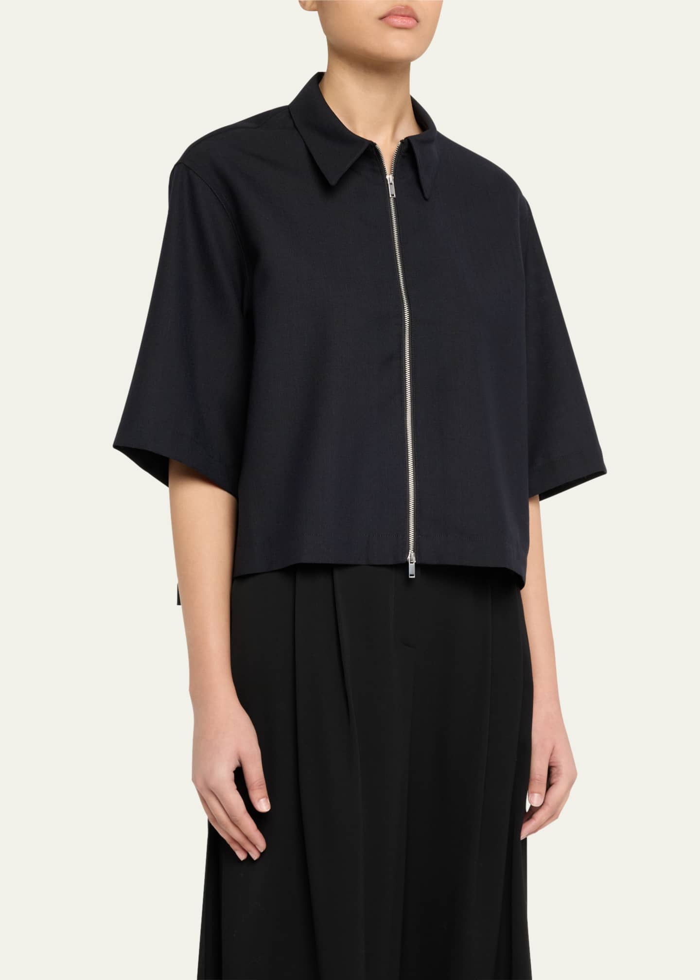 Studio Nicholson Zip Through Wool Shirt Image 4 of 5