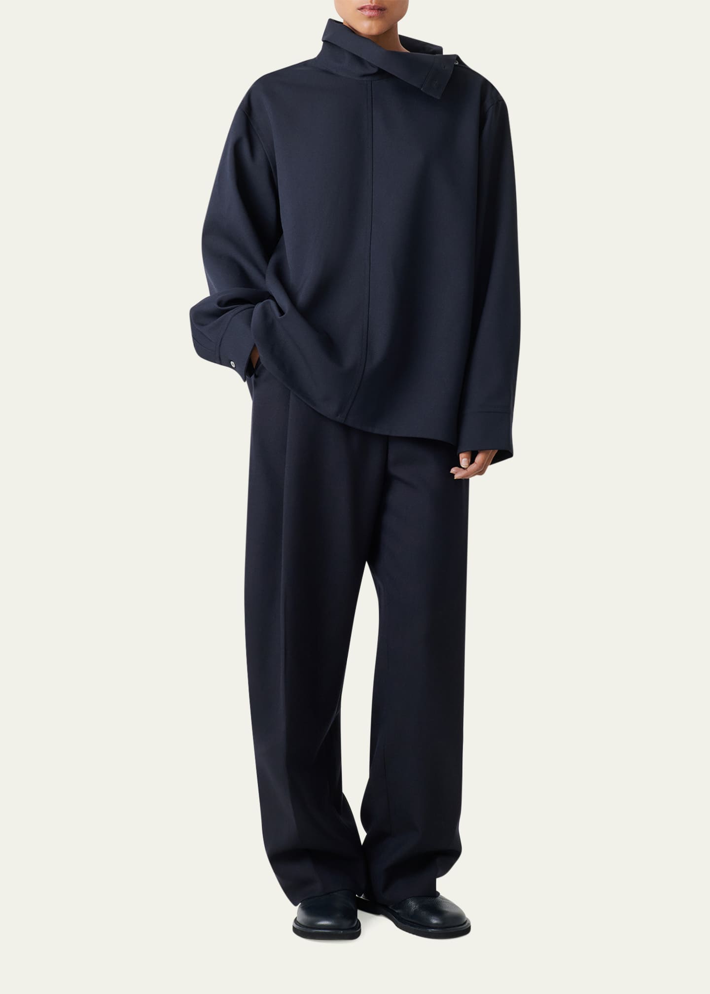 Studio Nicholson Wist Draped High-Neck Top - Bergdorf Goodman