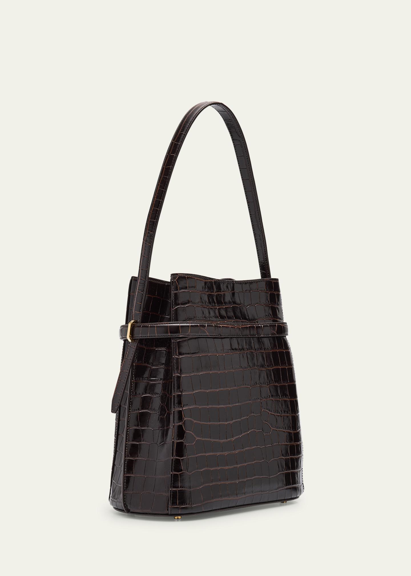 Toteme Belted Croc-Embossed Leather Bucket Bag - Bergdorf Goodman