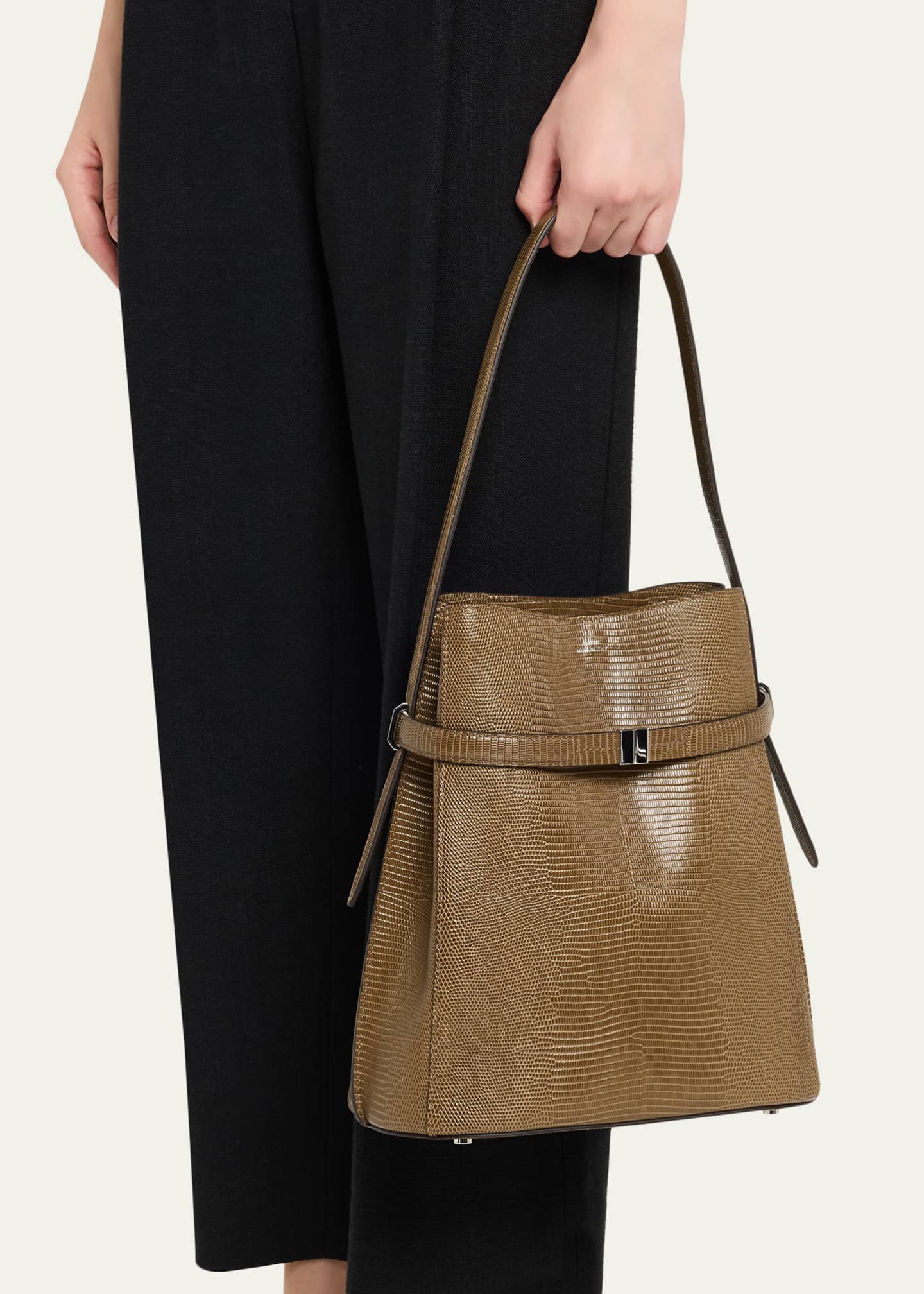 Toteme Belted Lizard-Embossed Leather Bucket Bag - Bergdorf